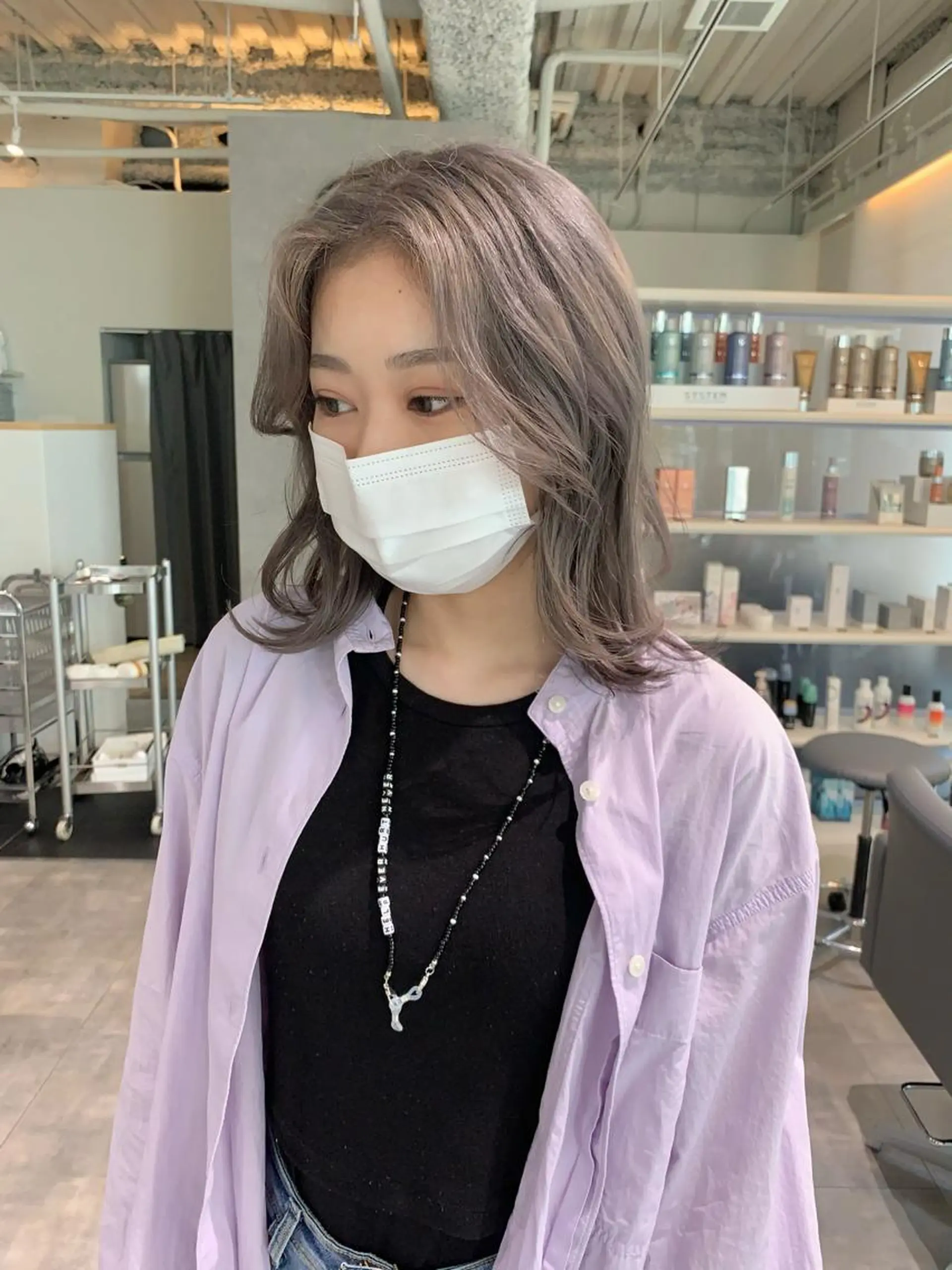 ミディアム カラー ベージュカラー ブリーチ ケアブリーチ デザインカラー ダブルカラー 桃果 momokaのヘアスタイル