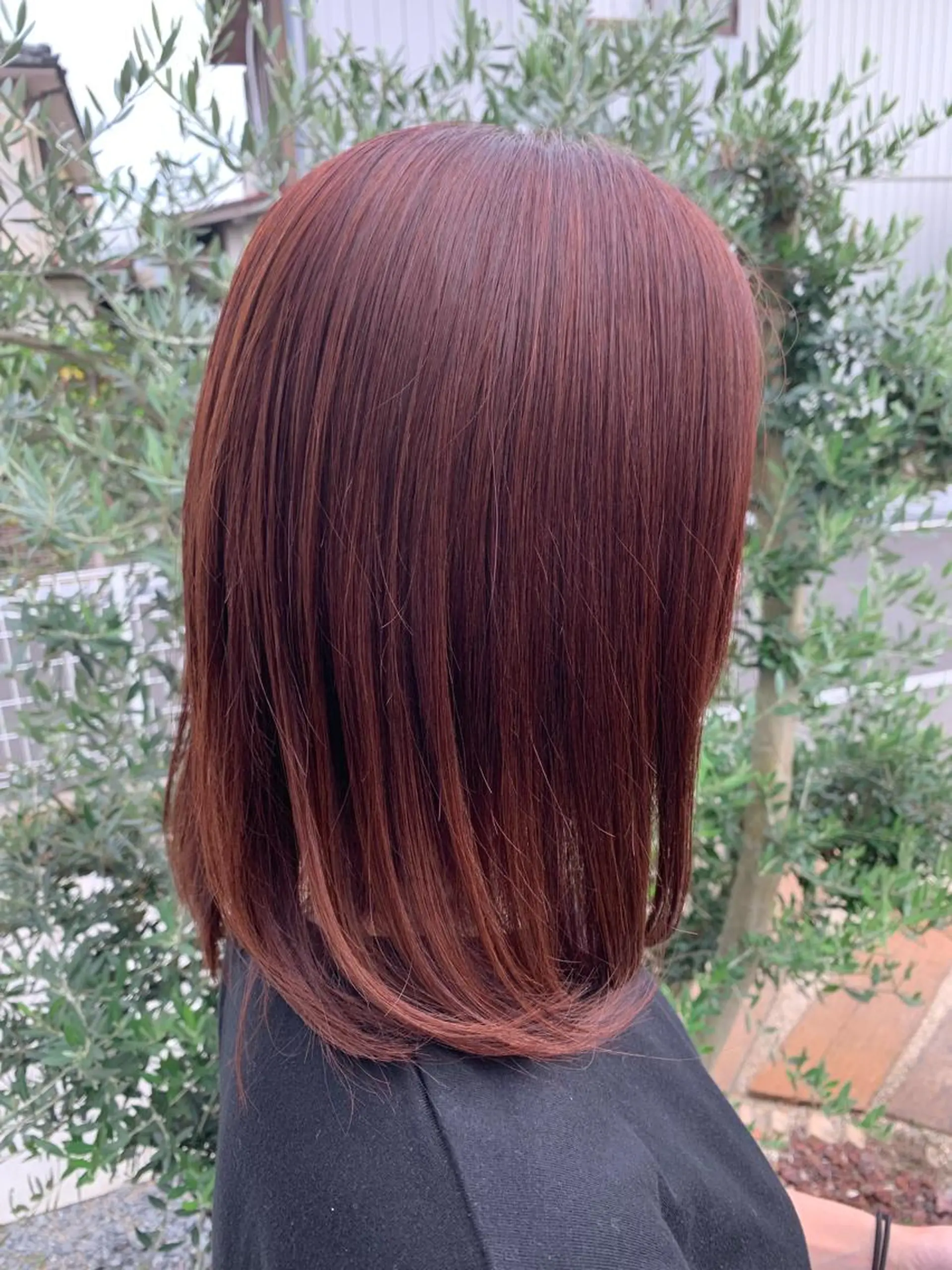 ミディアム カラー レッドカラー 國井 瑞貴のヘアスタイル