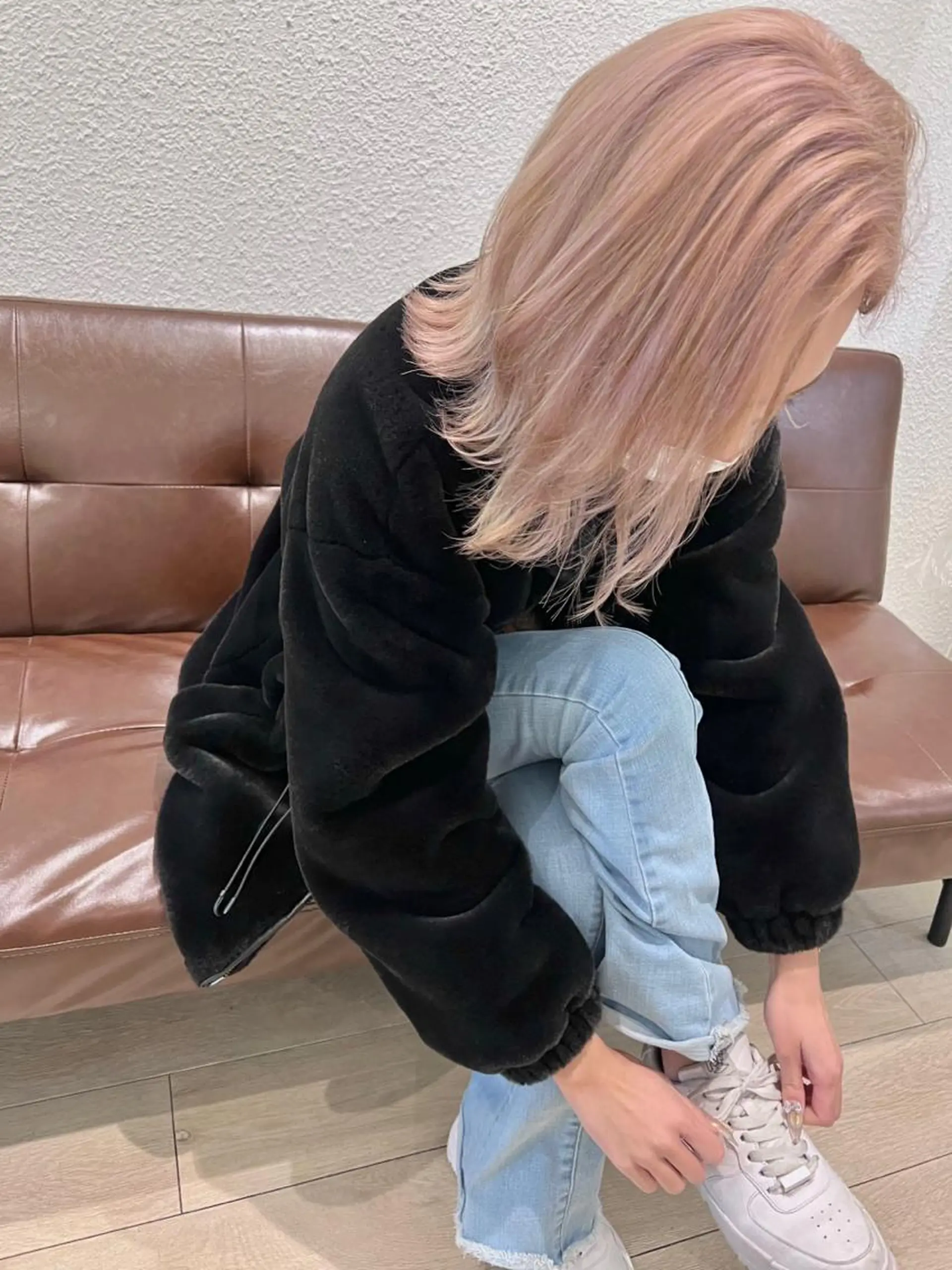 ミディアム カラー ベージュカラー ピンクカラー ピンクベージュ レイヤーカット ヘアカラー トリートメント 宮永 智香のヘアスタイル