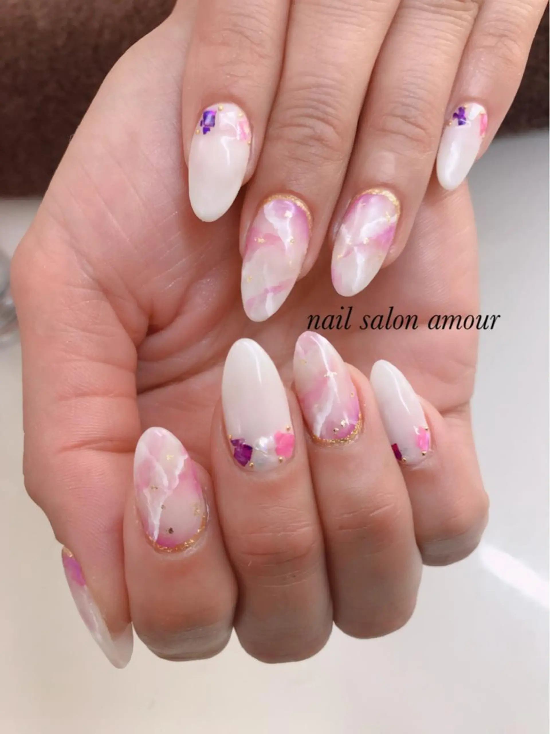 ネイル 長さ出し nailsalon ♡amour♡のネイルデザイン