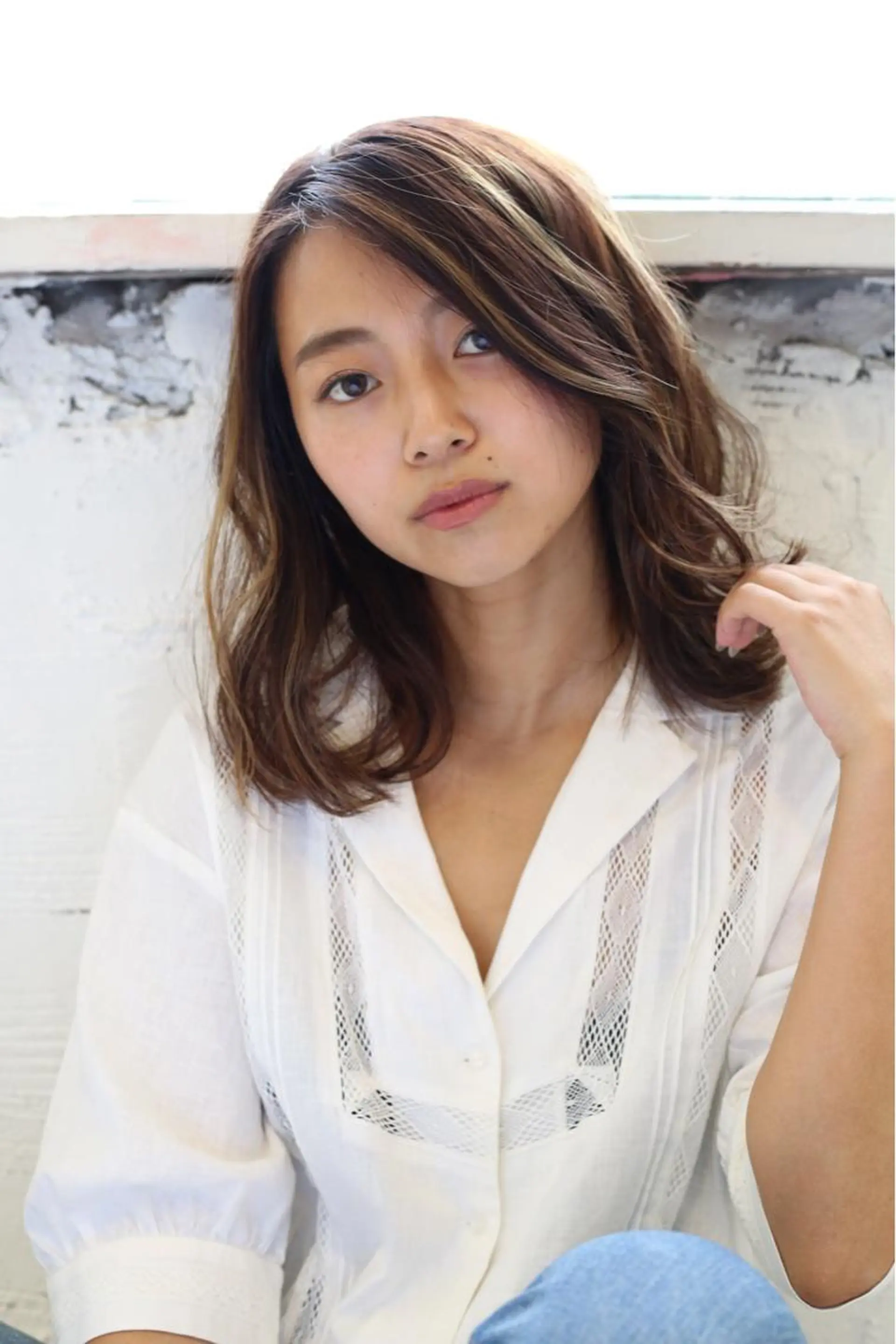 ミディアム カラー パーマ 野崎 ひかりのヘアスタイル