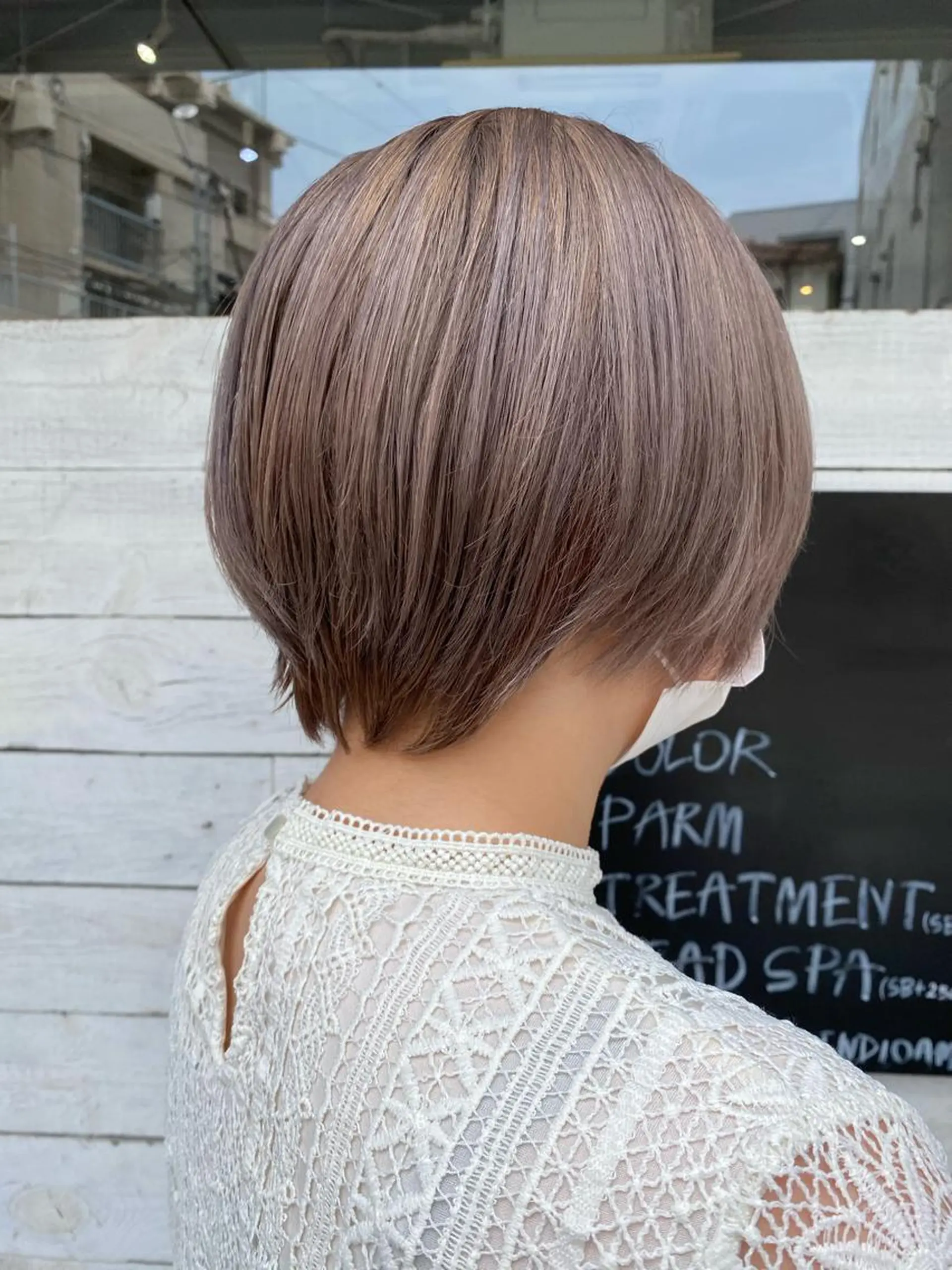 ショート カラー ベージュカラー カット ヘアカラー トリートメント 森貴裕/ベージュ/ パーマ/オリーブのヘアスタイル