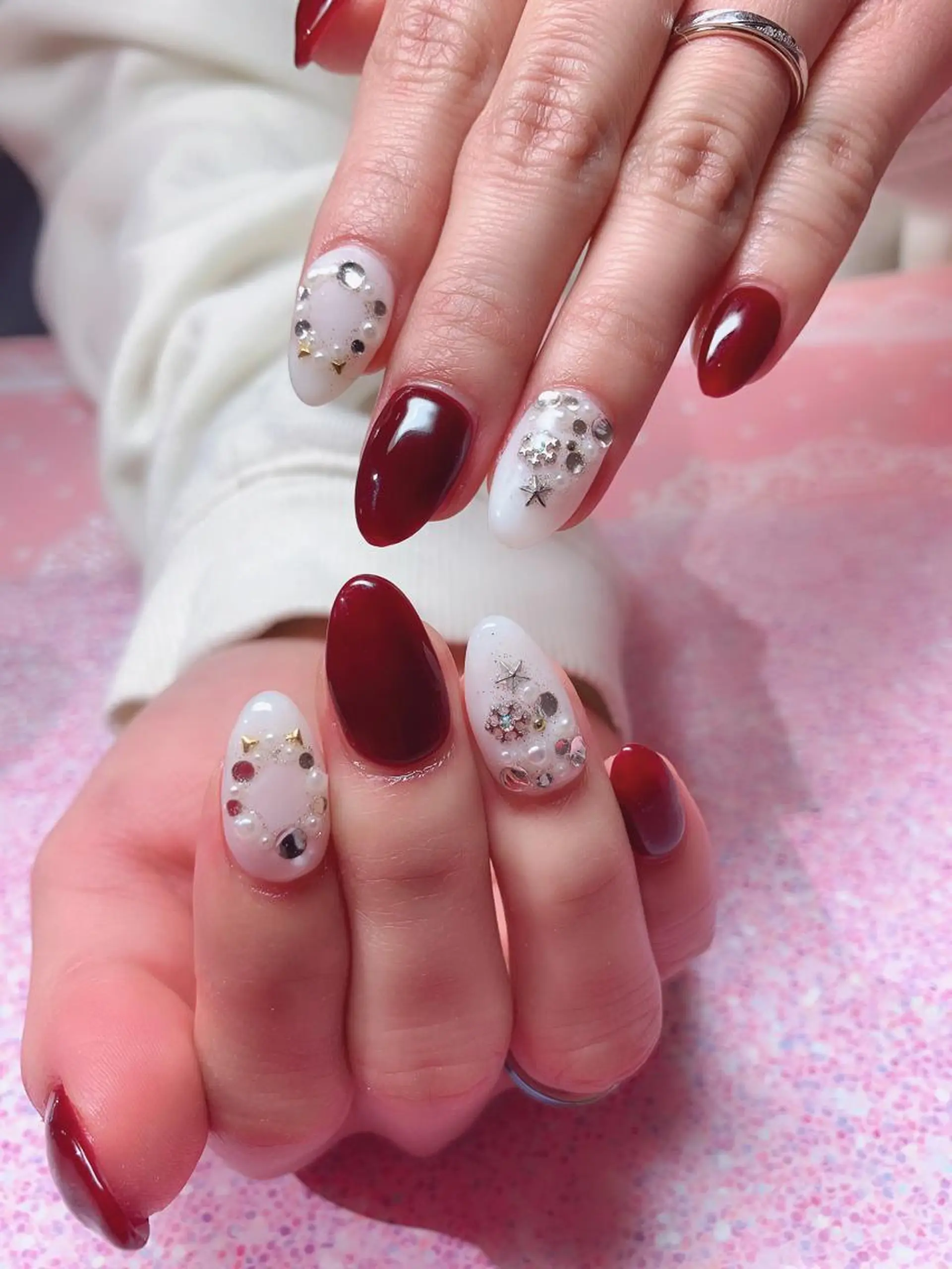 ネイル 冬ネイル クリスマス エンジェル ヒーリング 矢場町店のネイルデザイン