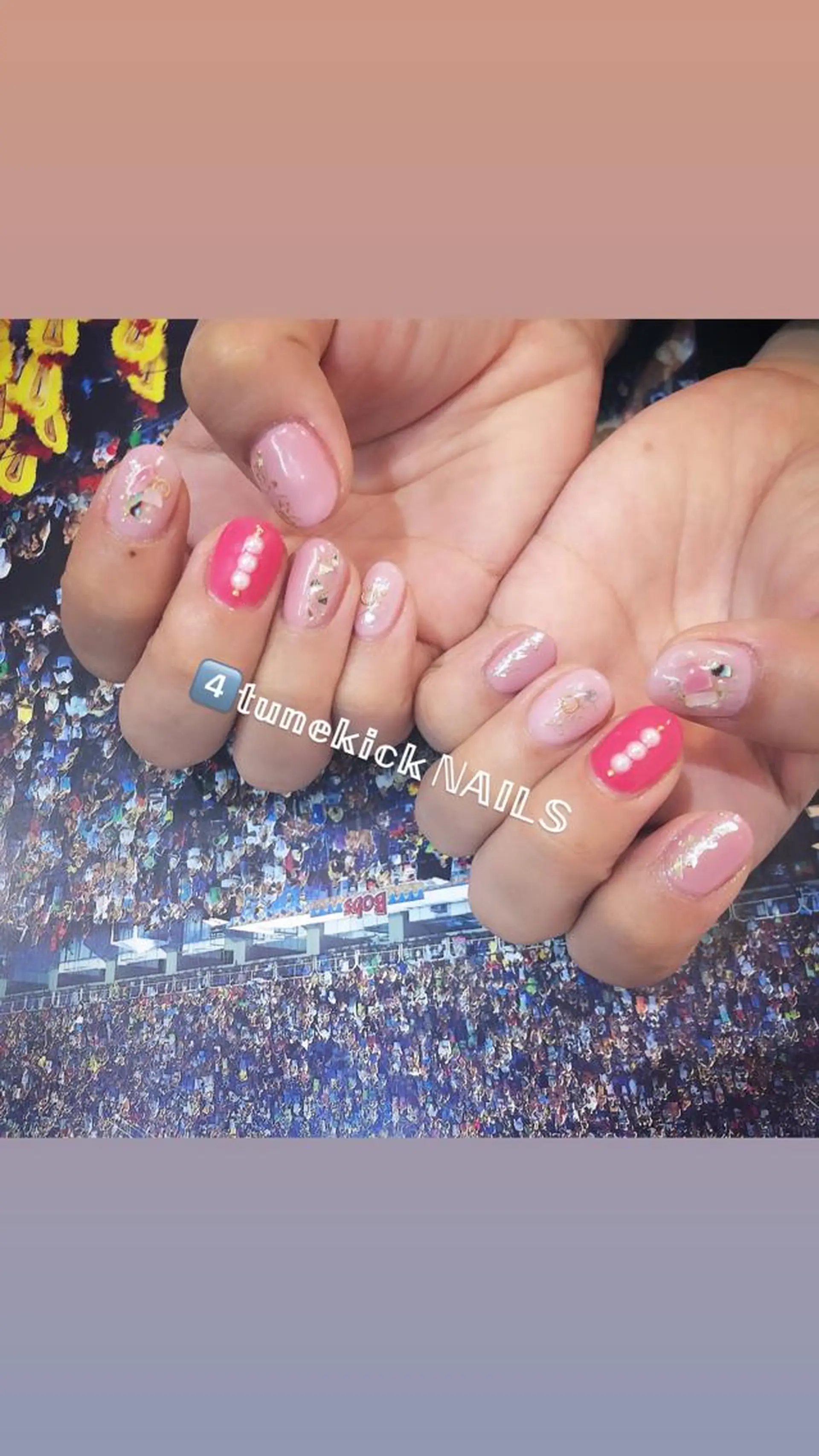 ネイル キラキラネイル ピンク 4tunekick NAILS(フォーチュンキックネイルズ)所属・光森 淳子のネイルデザイン