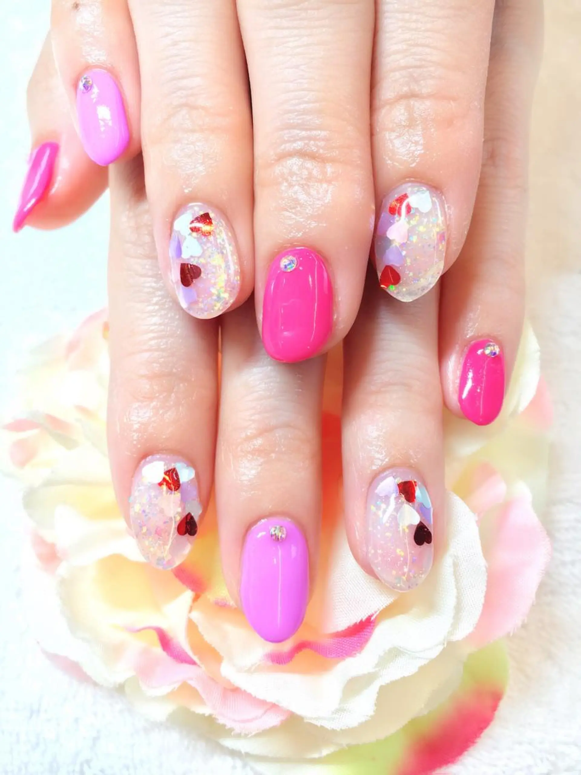 ネイル フットネイル ジェルネイル ミラーネイル パラジェル 春ネイル ハンドネイル clover nailのネイルデザイン