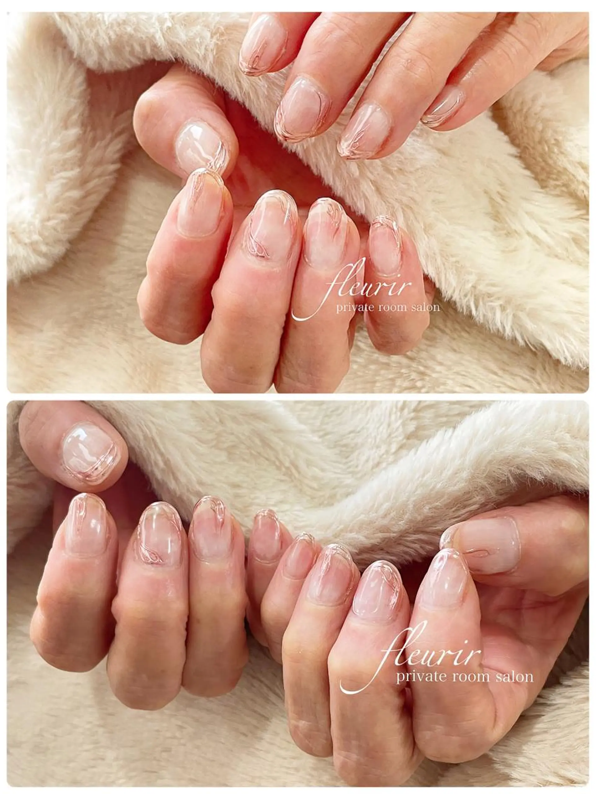 ネイル アートネイル ミラーネイル ピンク フルリール 【プライベートサロンのネイルデザイン