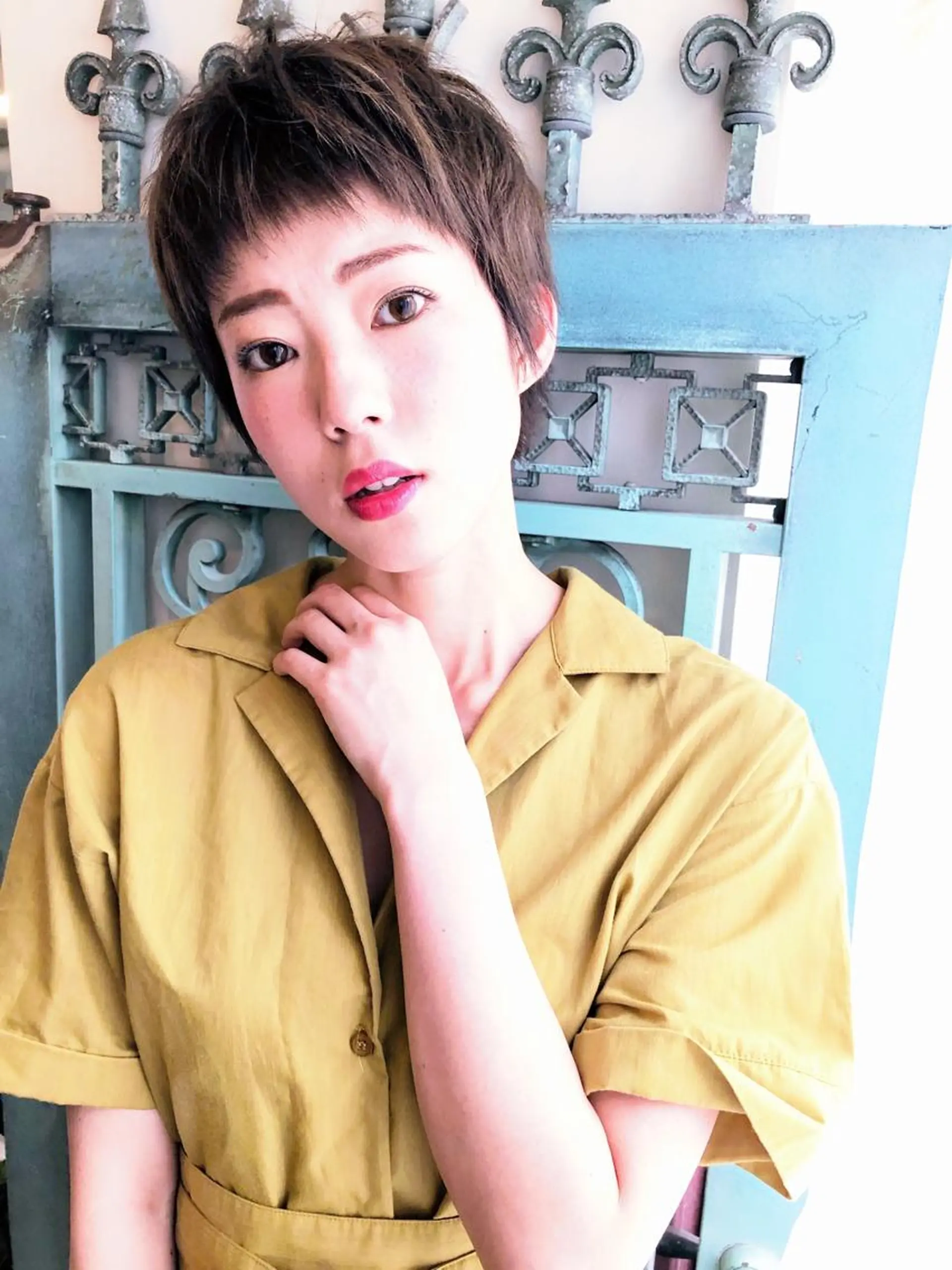 ショート カラー パーマ ヘアアレンジ メンズ ヘアカラー ヘアセット 表参道Lise おおいしおりのヘアスタイル