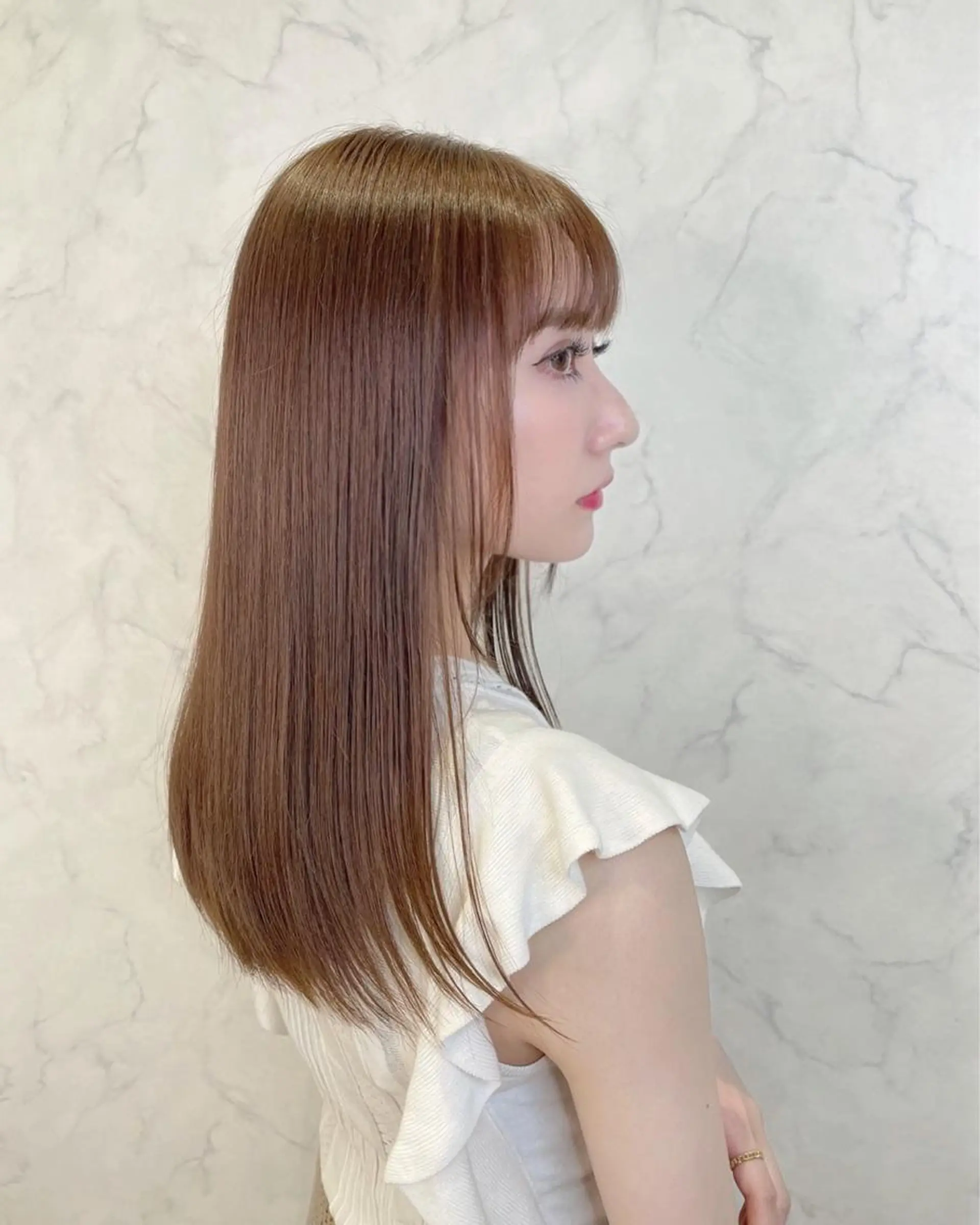 セミロング カット ヘアカラー 縮毛矯正 チダアキフミ Ash大森のヘアスタイル