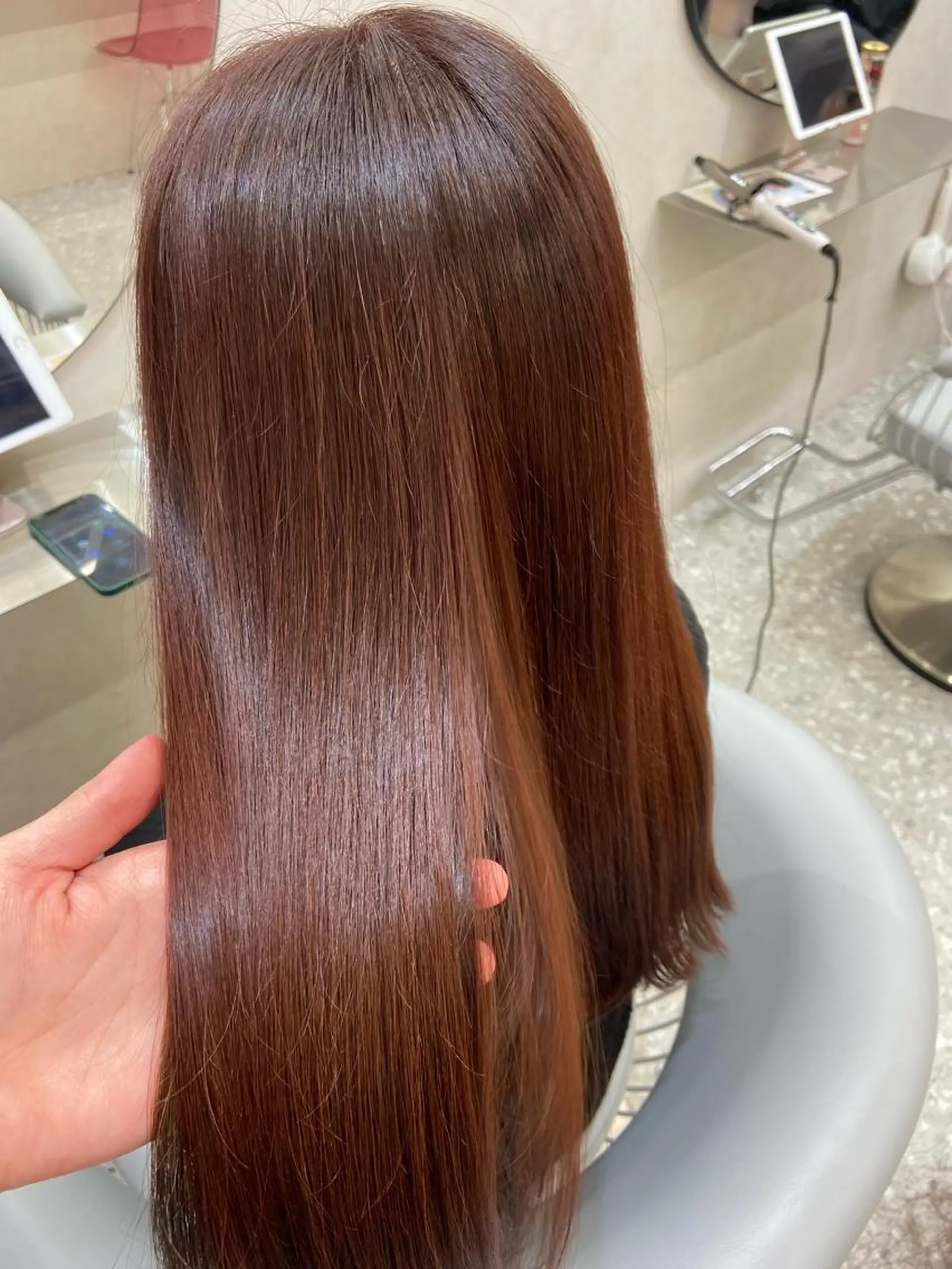 セミロング カラー シールエクステ ブリーチ ブラウンカラー ケアカラー ダブルカラー 新宿/韓国ヘア 中明度カラー/かやのヘアスタイル