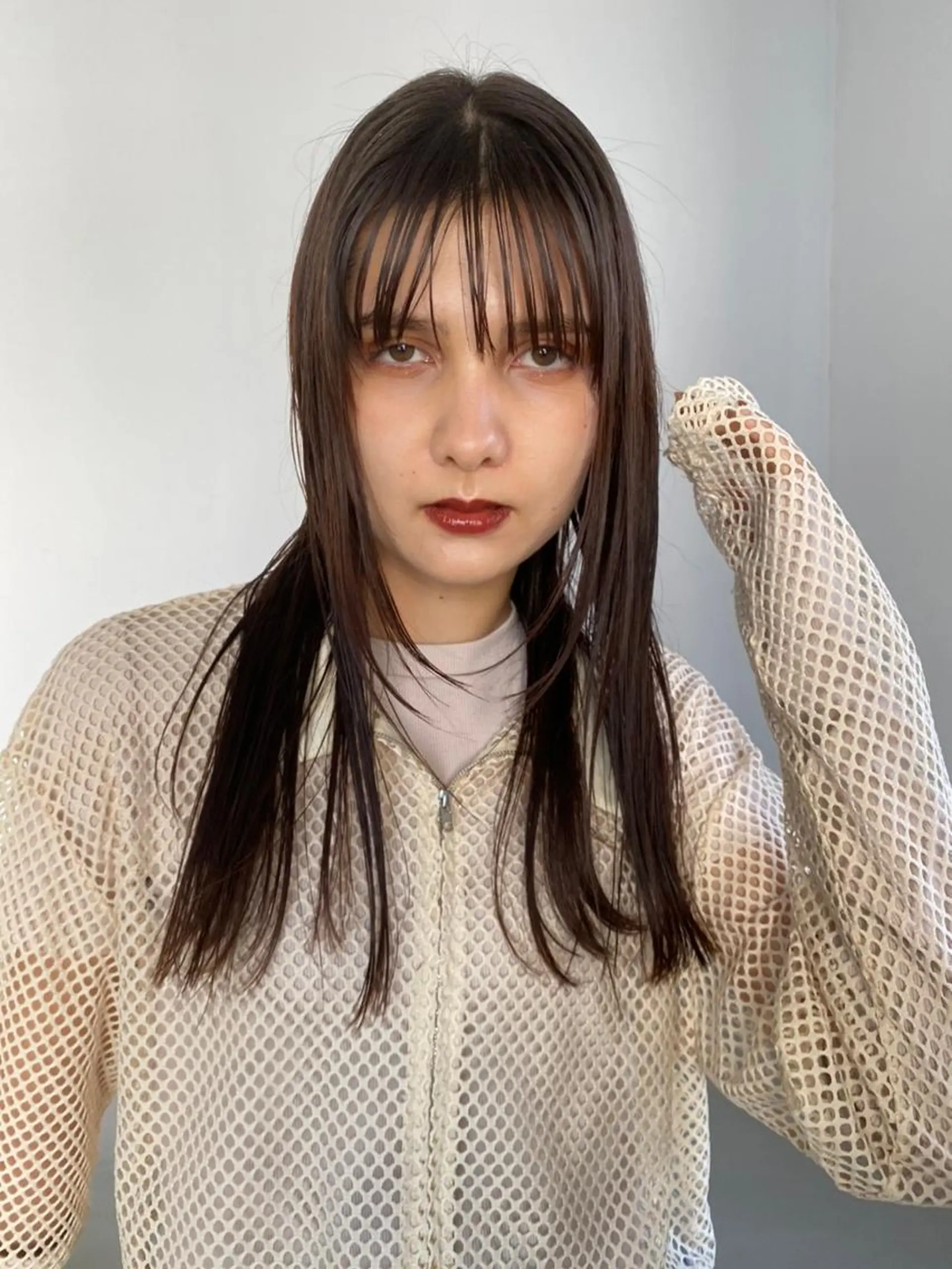 ミディアム カラー パーマ ミディアムパーマ アディクシーカラー ブリーチ ブロンド ブルーカラー カット ヘアカラー CEINE PATHのヘアスタイル