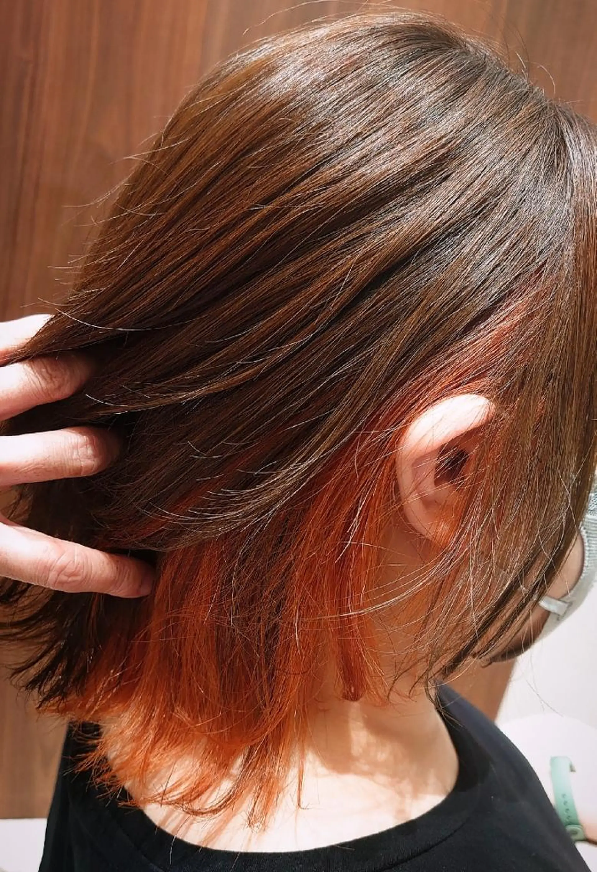 ミディアム カラー インナーカラー オレンジ ウルフカット GO TODAY SHAiRE SALON キラリトギンザ店所属・🐱higajo🐱 比嘉門(ヒガジョウ)のヘアスタイル