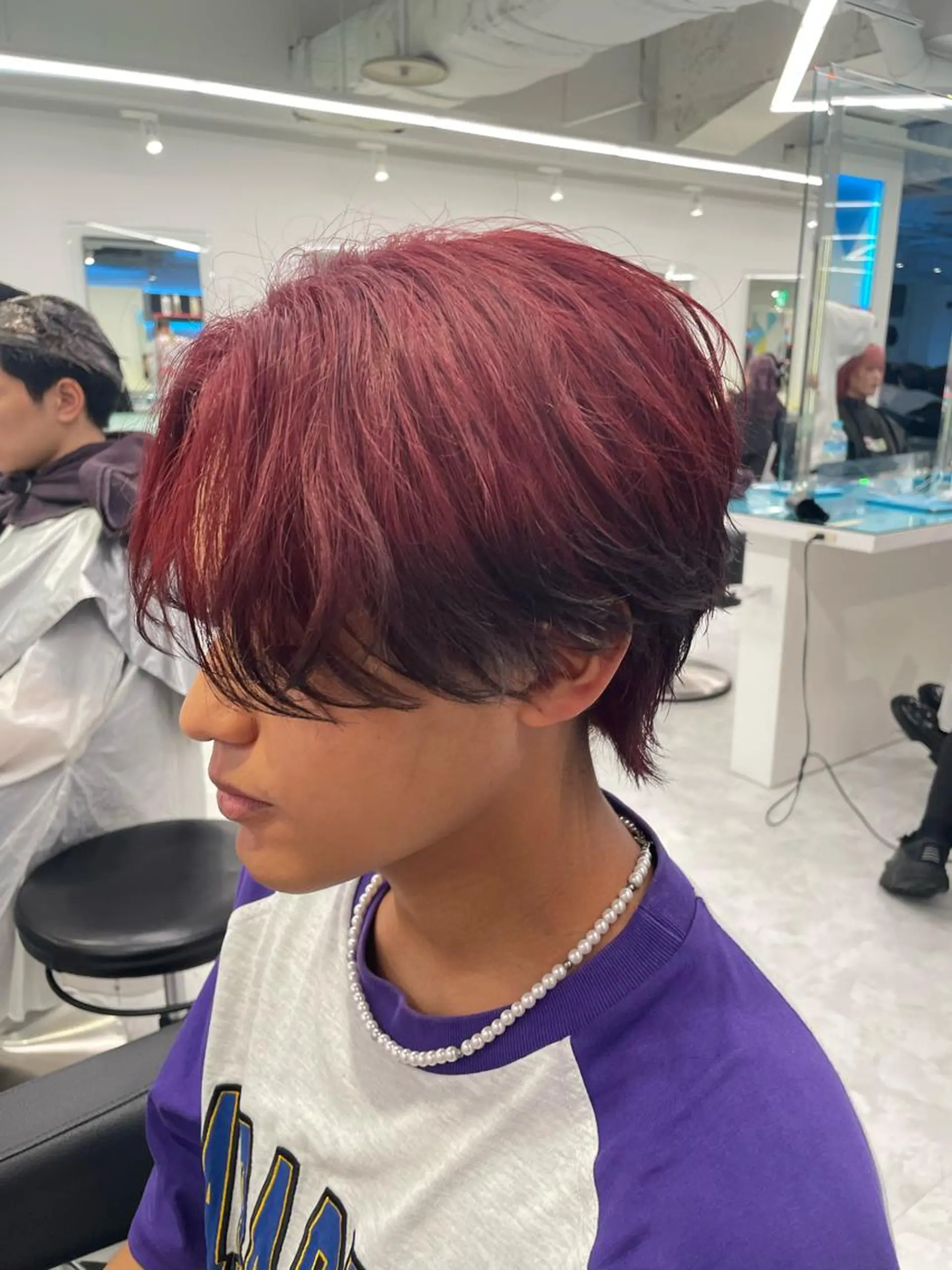 カラー パーマ メンズ メンズブリーチ メンズハイトーン メンズ韓国風 アッシュ ベージュカラー 渋谷/透明感カラー /半個室/こうめいのヘアスタイル