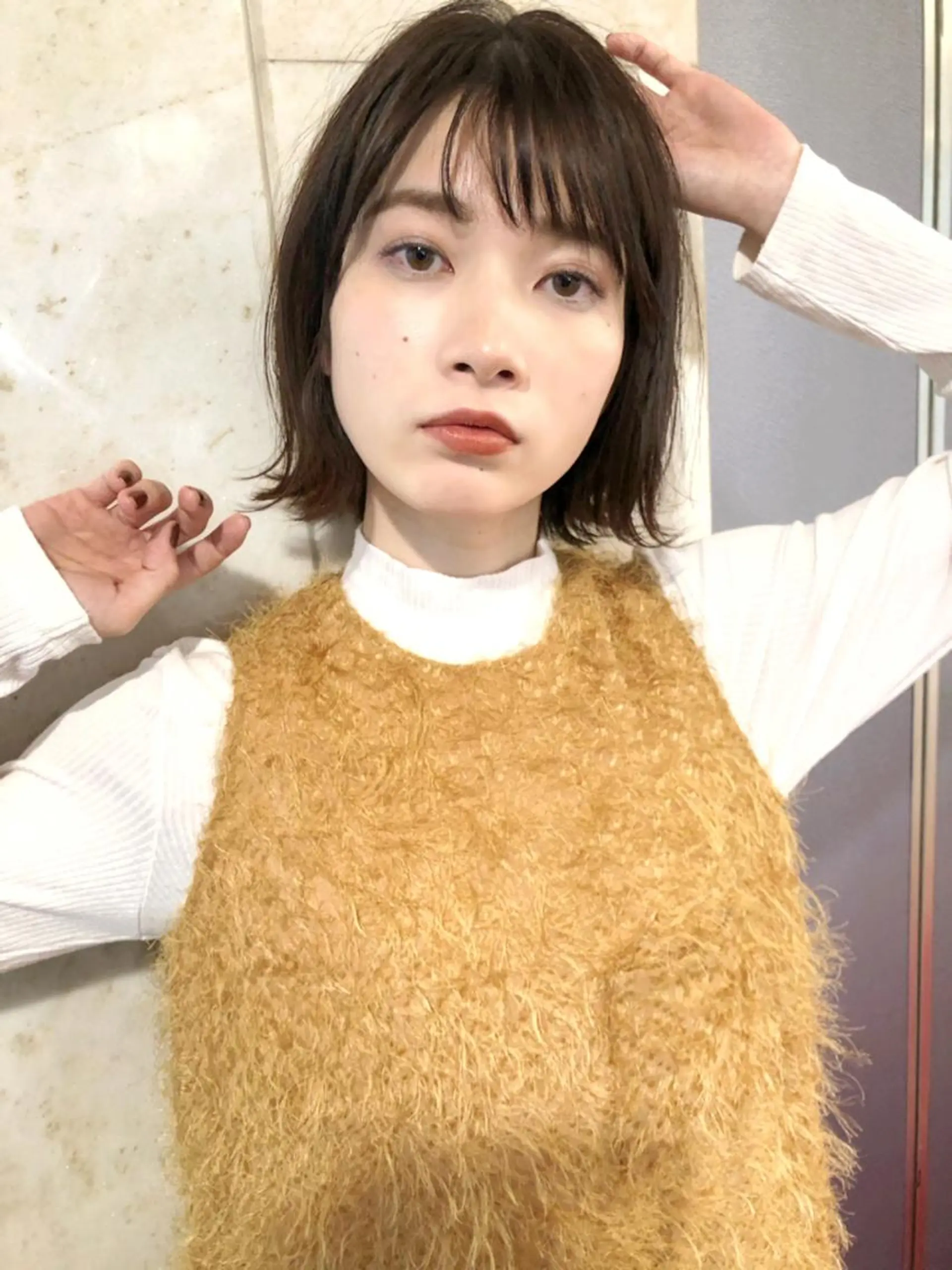 ミディアム 似合わせカット 小顔カット カット トリートメント 結べるレイヤーボブ くびれLady表参道のヘアスタイル