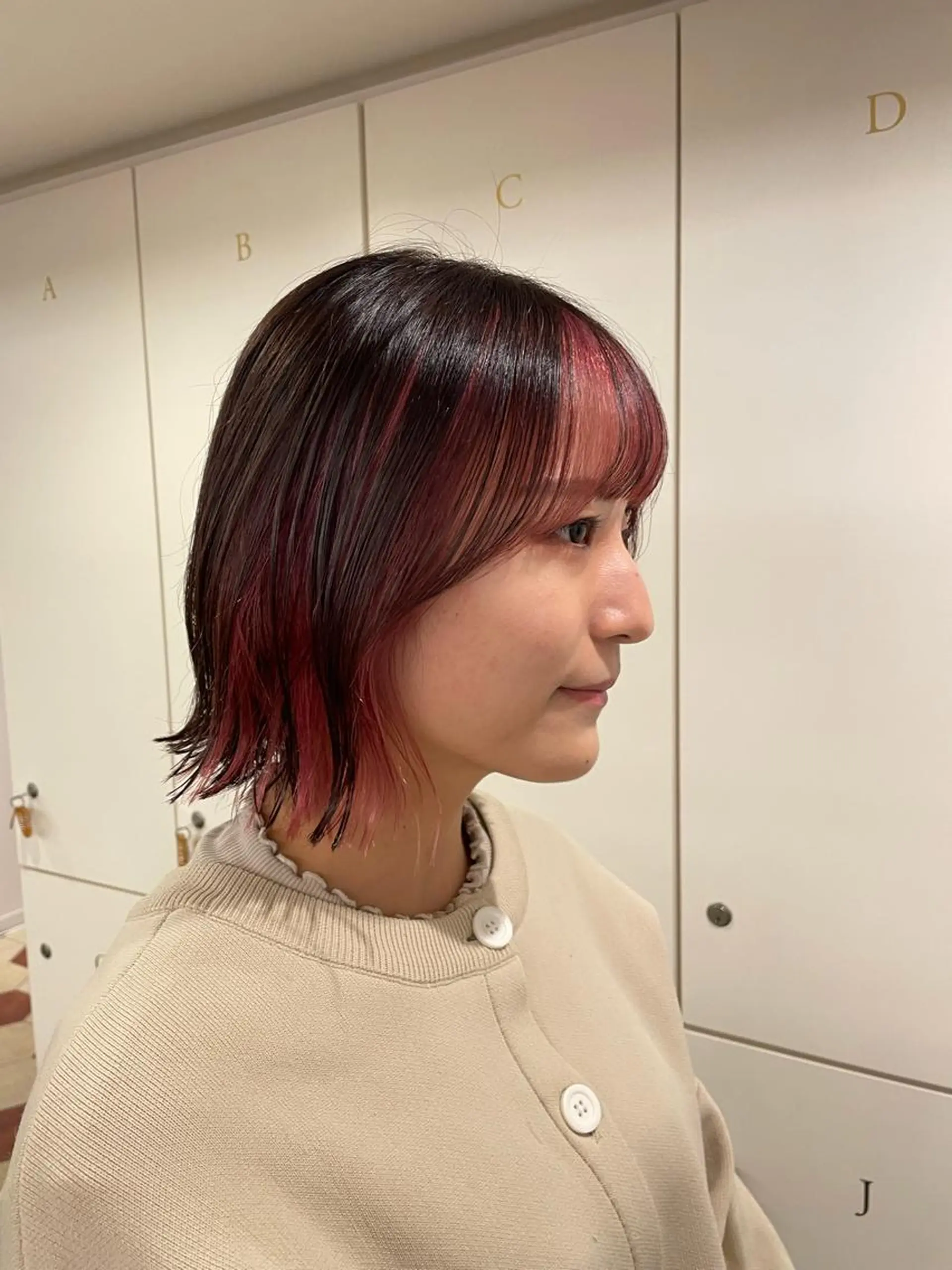 ミディアム カラー ミストバング  フェイスフレーミング ボブ 髪質改善サロンLOUIMADNA栄店所属・🌈縮毛矯正特化 杉浦　夏生のヘアスタイル