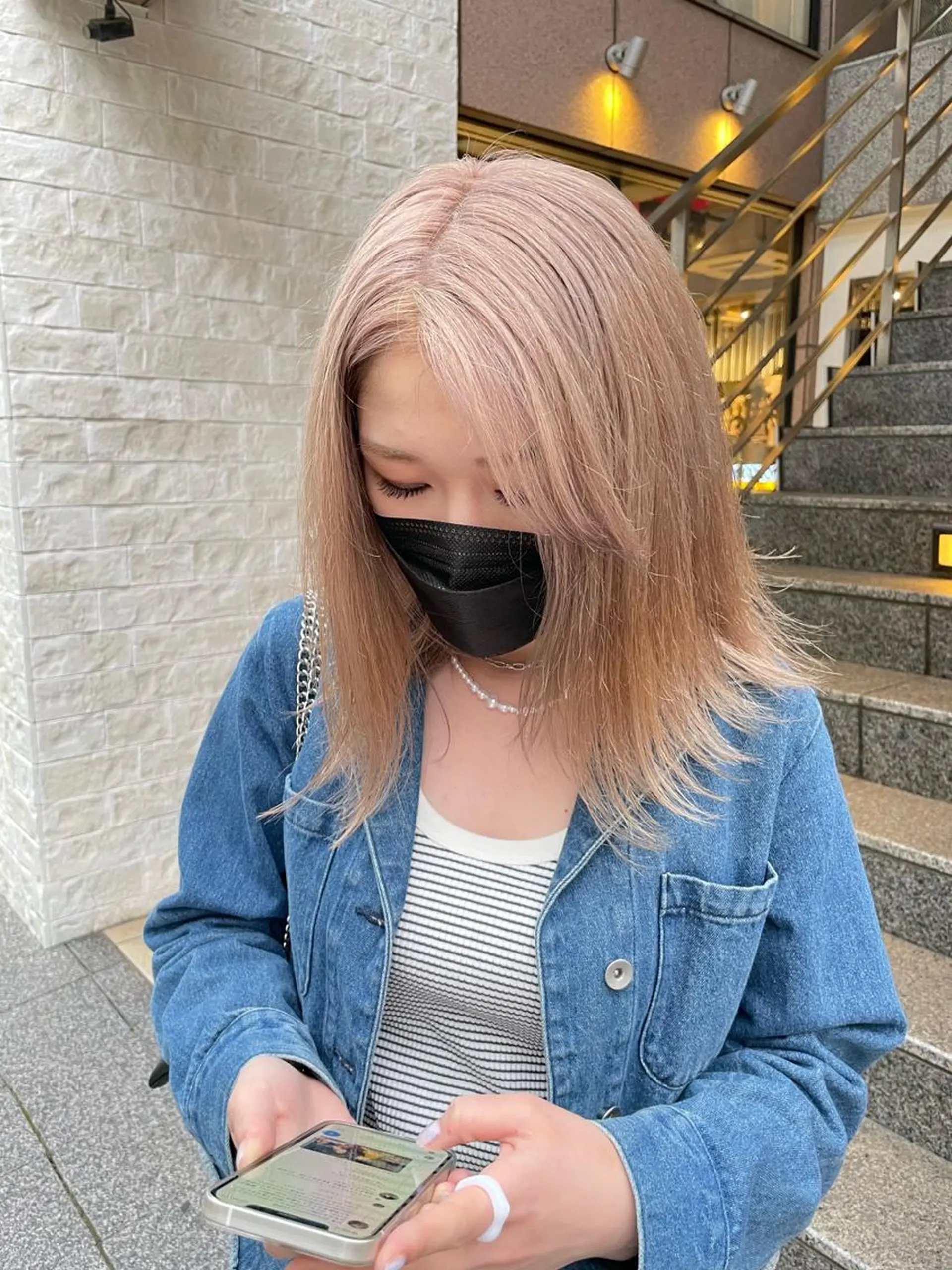 セミロング カラー ヘアアレンジ 小顔レイヤー×コンパ クトボブ/林隆平のヘアスタイル