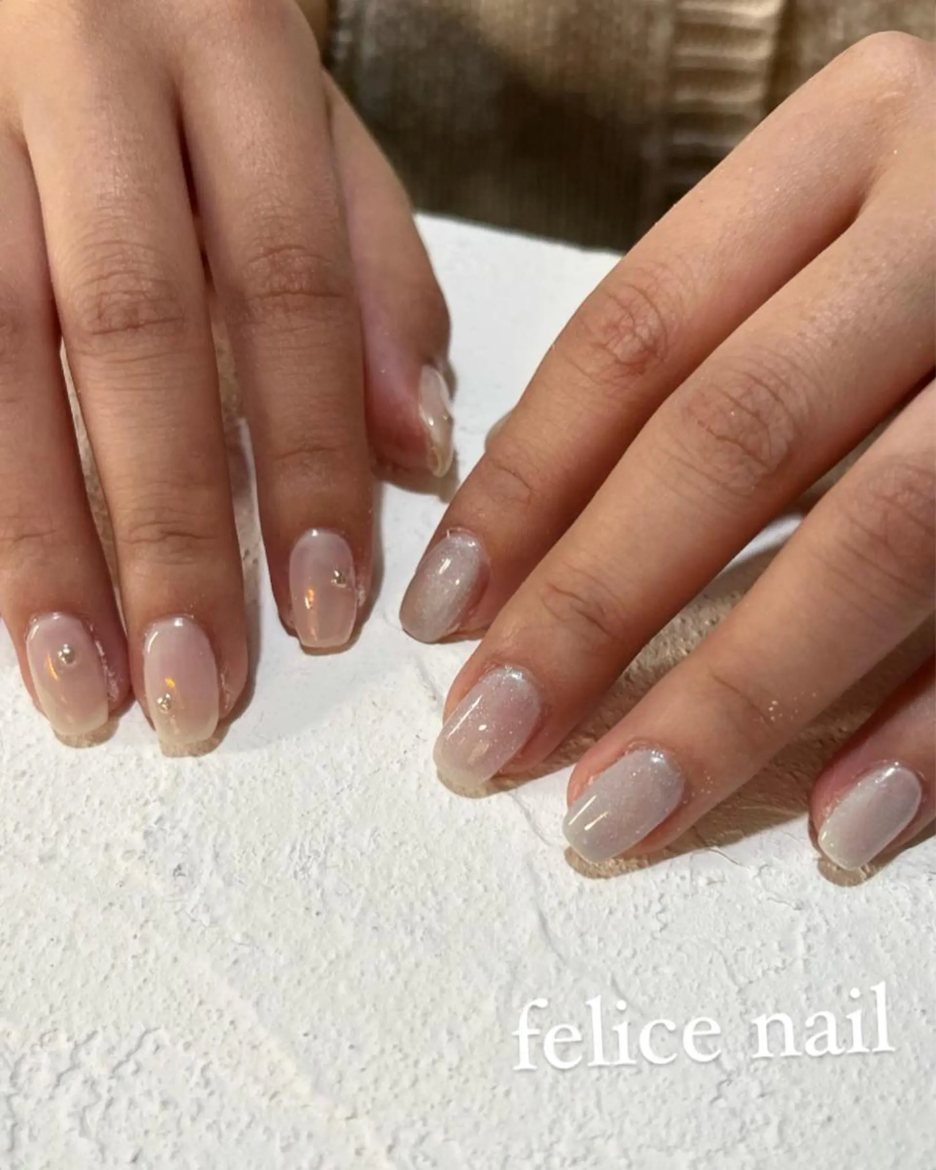 ネイル マグネットネイル ホワイト 冬ネイル felice nailのネイルデザイン