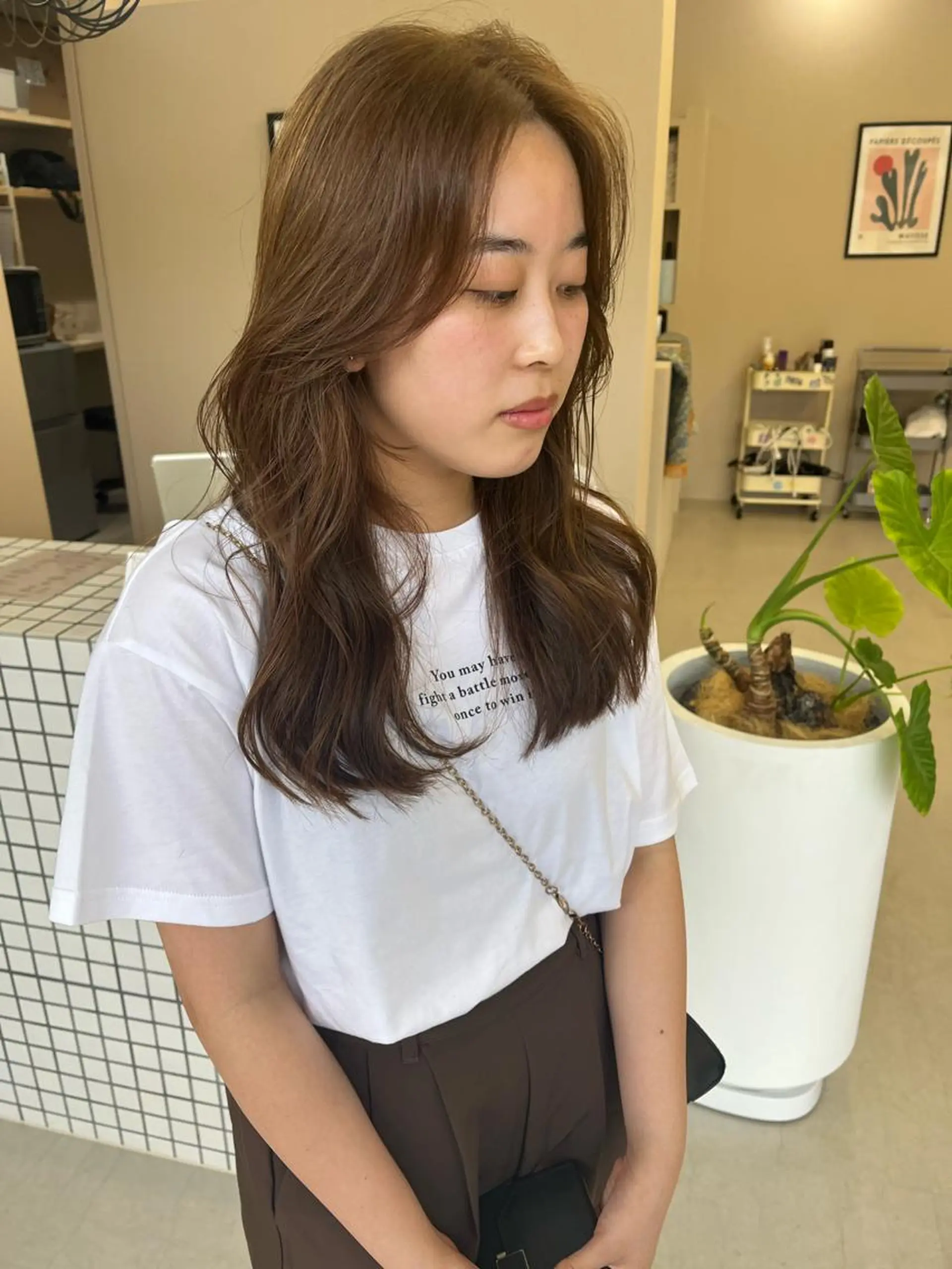 セミロング カラー ヘアアレンジ セミロングパーマ ブリーチ ケアブリーチ デザインカラー ダブルカラー カット ヘアカラー トリートメント umu.［韓国ヘア /ダウンパーマ］のヘアスタイル