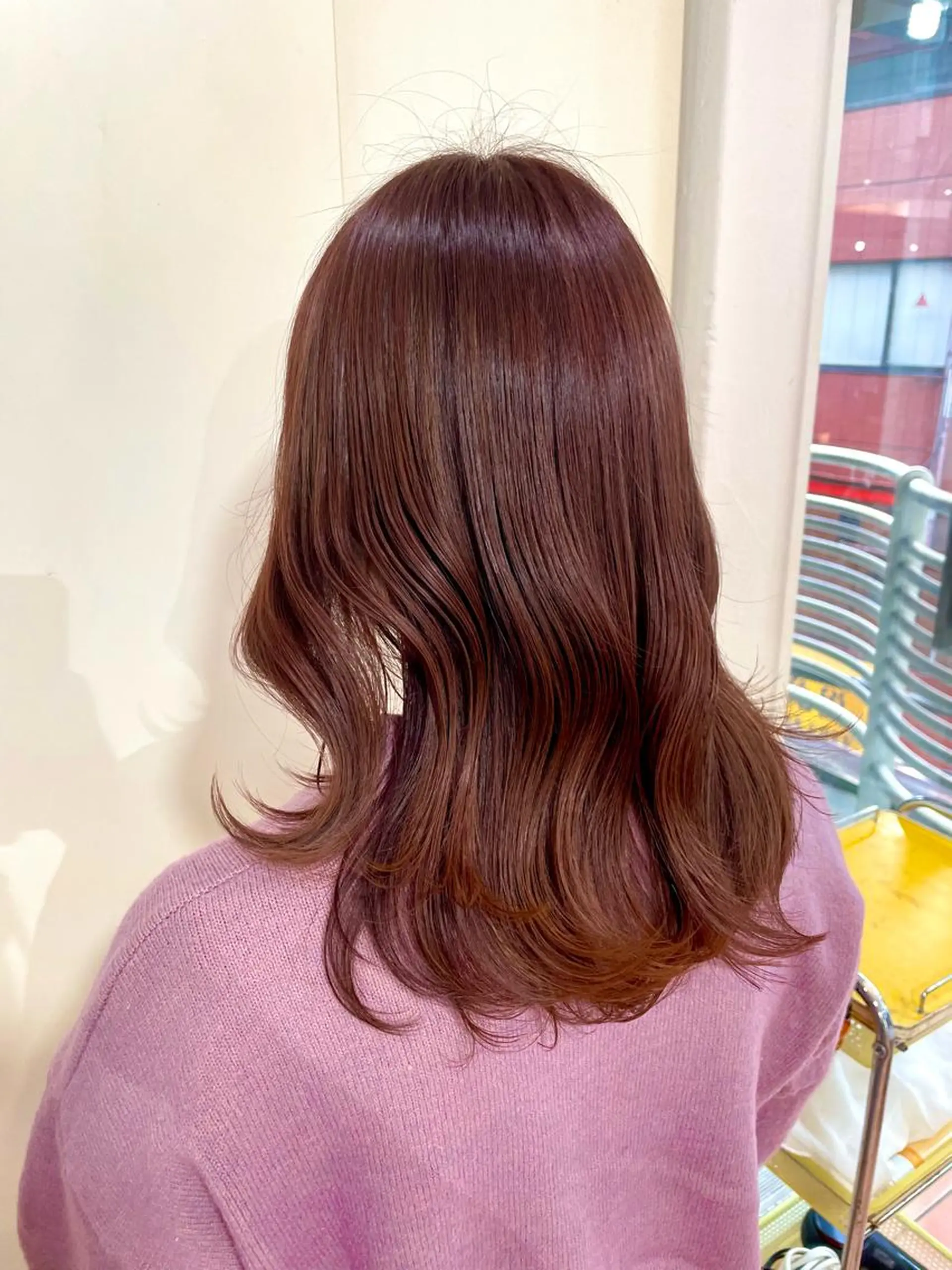 セミロング カラー ブラウンカラー ピンクカラー ピンクブラウン 🦋透明感 艶カラー Rie🦋のヘアスタイル