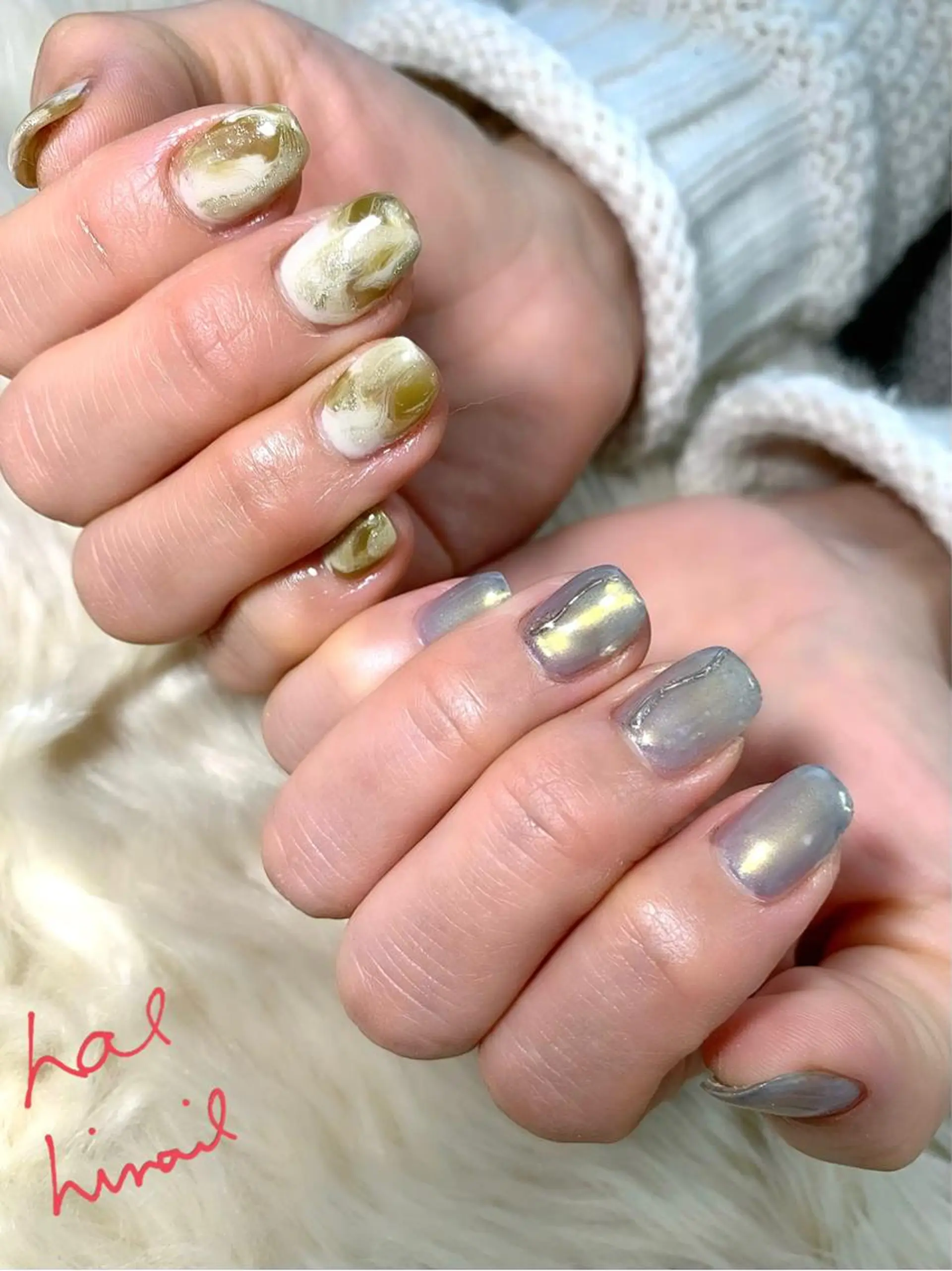 ネイル ミラーネイル ニュアンスネイル はるひな ねいるのネイルデザイン