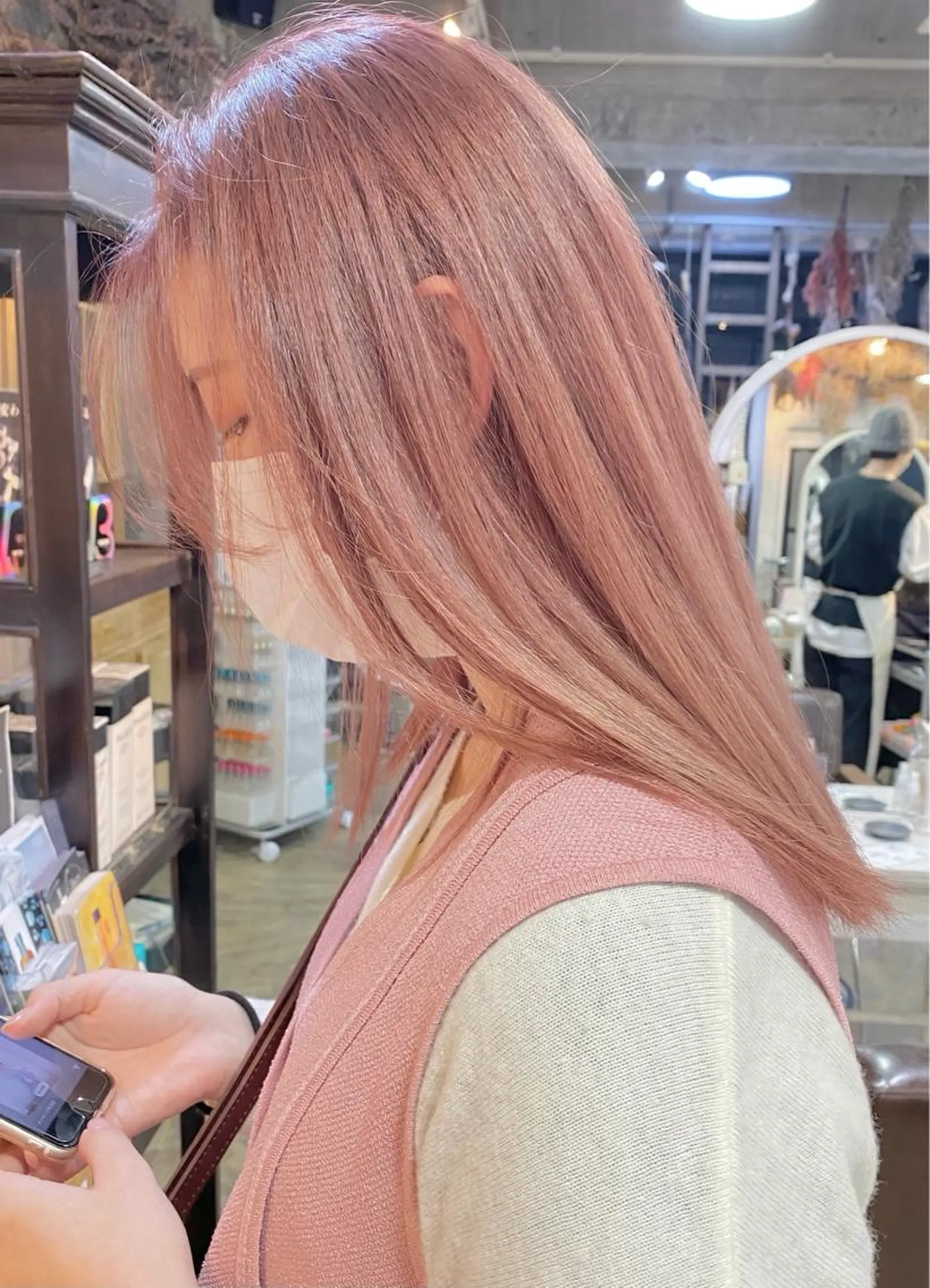 ミディアム カラー ベージュカラー ブリーチ ハイトーンカラー ミルクティーベージュ ピンクカラー Piaコータロー ハイトーン&‪ボブのヘアスタイル