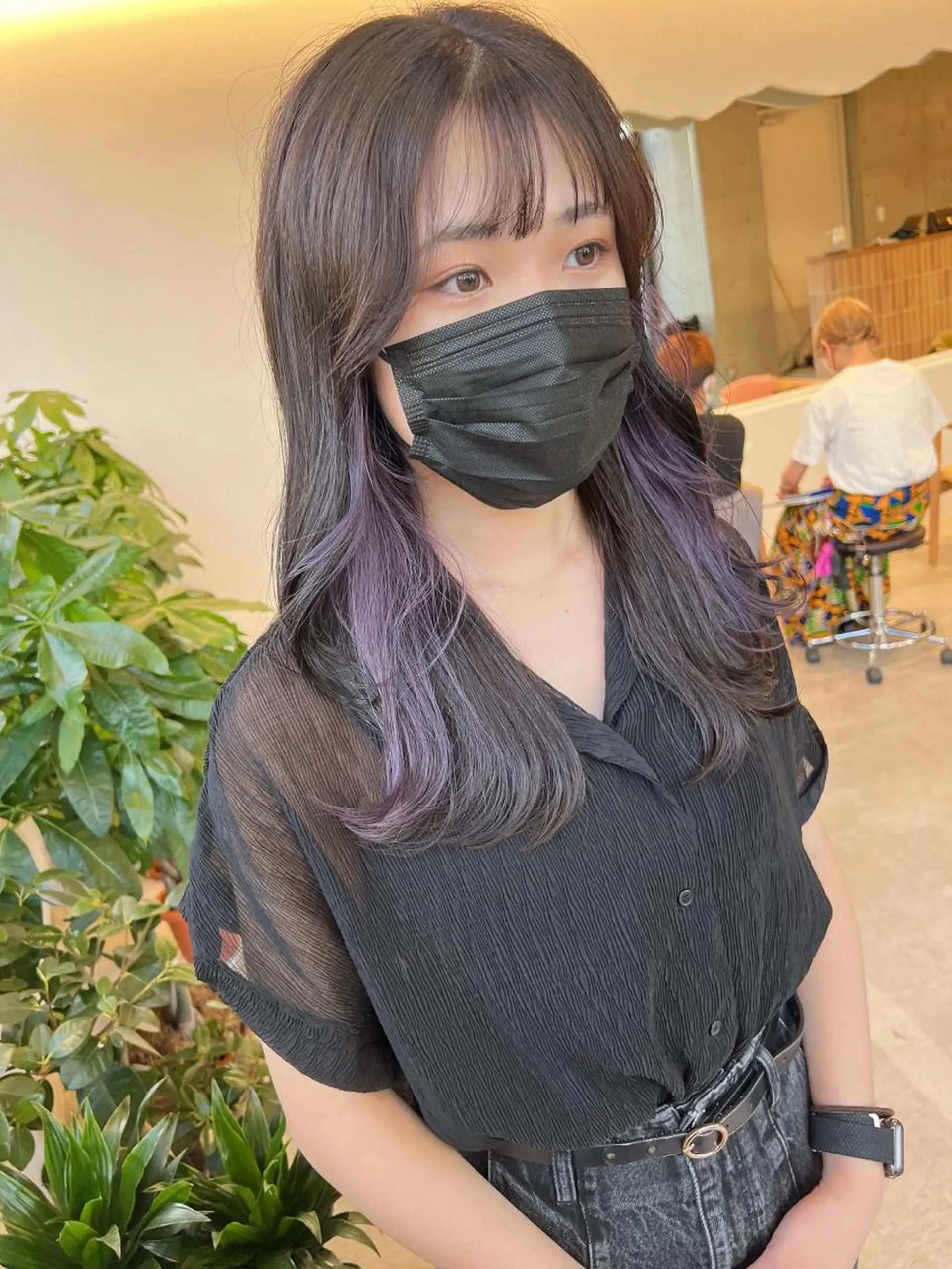 ロング カラー ロングレイヤー ブリーチ インナーカラー パープルカラー レイヤーカット ヘアカラー 誰よりも丁寧なカット 🍀小林輝のヘアスタイル