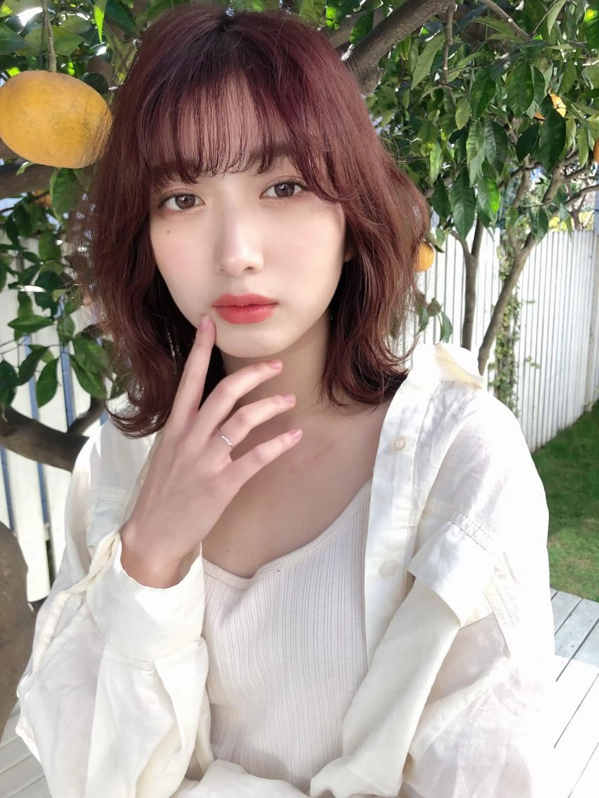 ミディアム カラー 店長/mao/ 前髪/顔周りカットのヘアスタイル