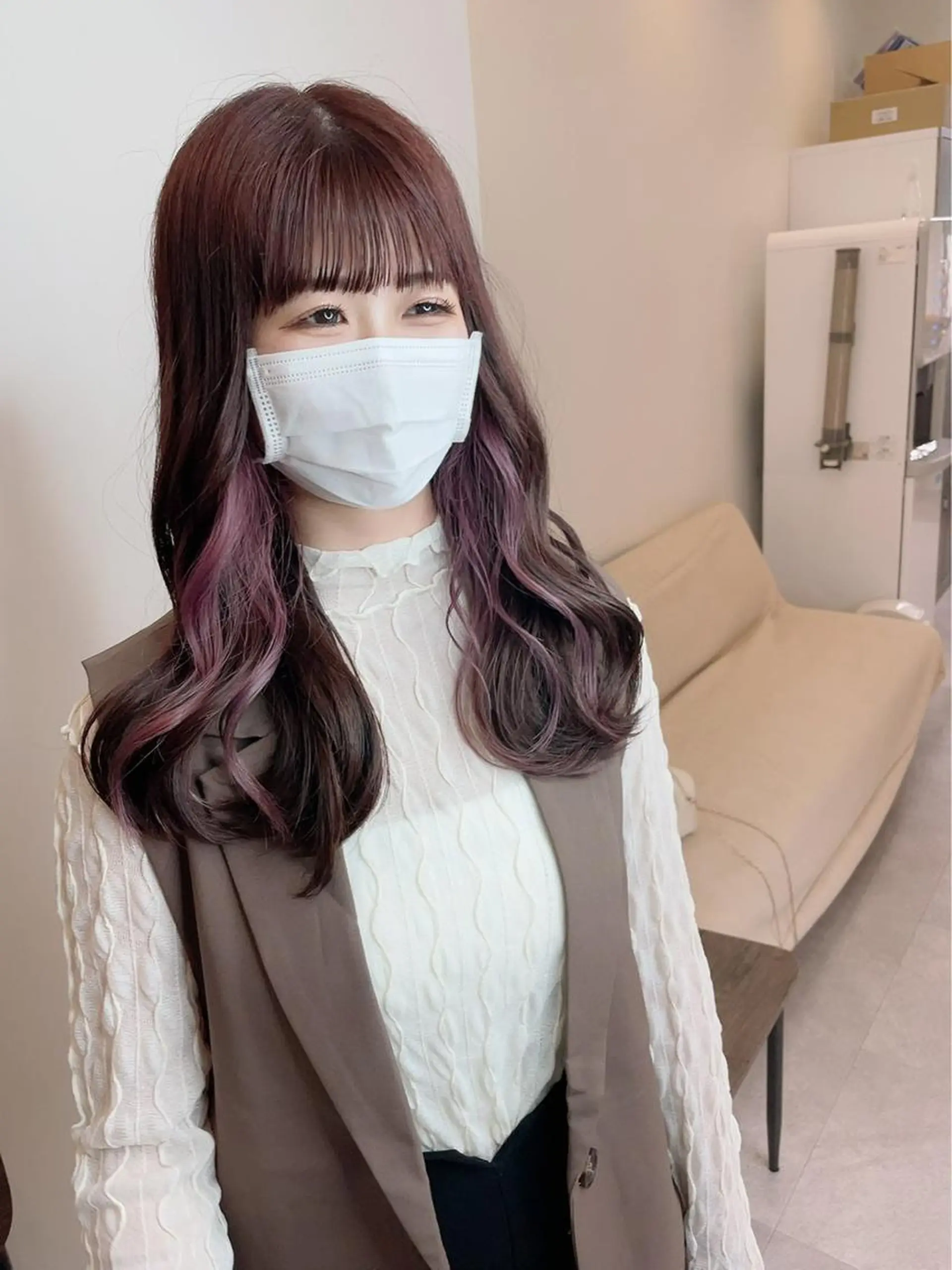 セミロング カラー パーマ ヘアアレンジ ショートボブ セミロングパーマ アディクシーカラー アクアカラー バレイヤージュ カット ヘアカラー トリートメント newi大分 /髪質改善のヘアスタイル