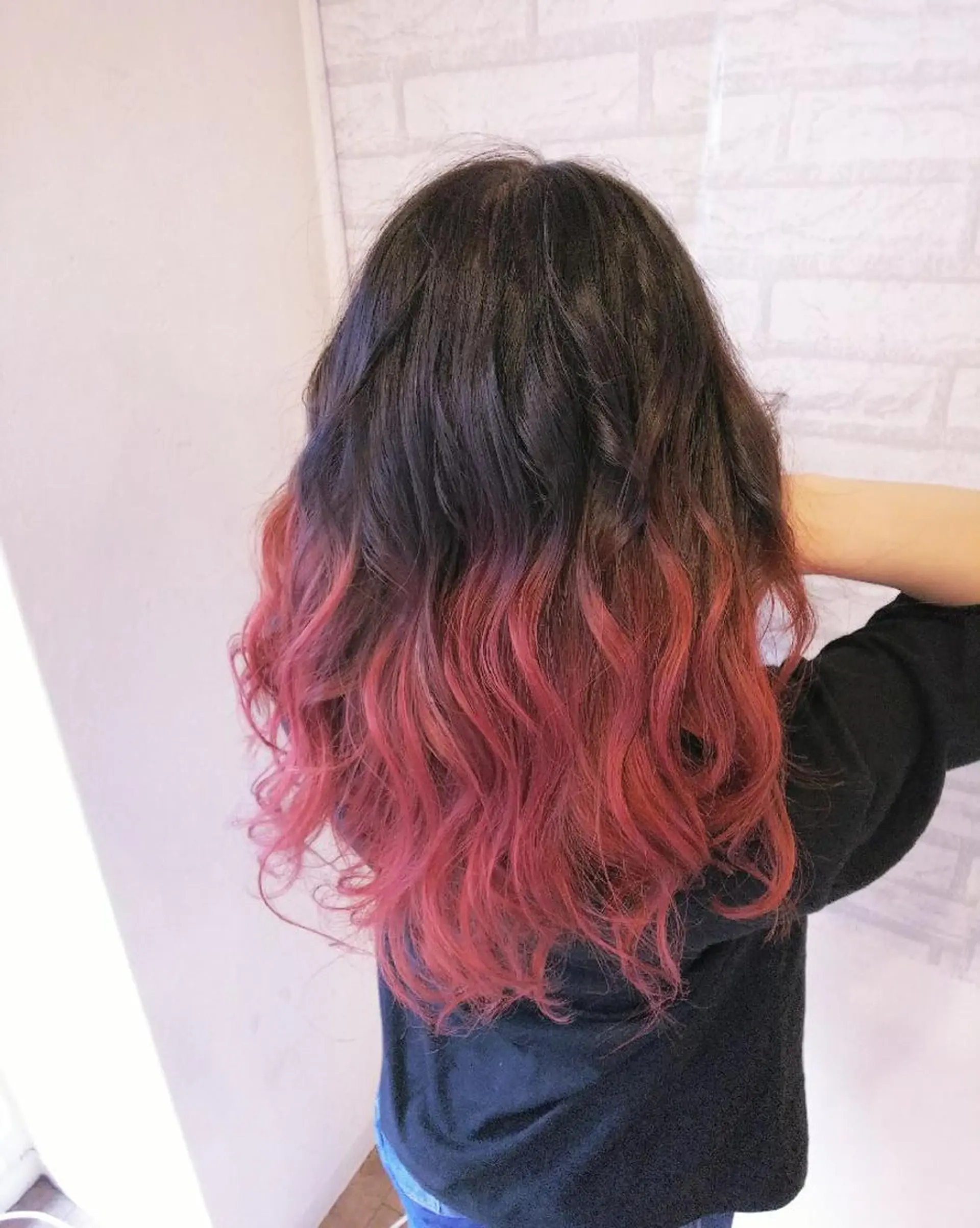 ロング カラー バレイヤージュ ピンクカラー レイヤーカット ヘアカラー JIL BLAN 京都所属・RU RIのヘアスタイル