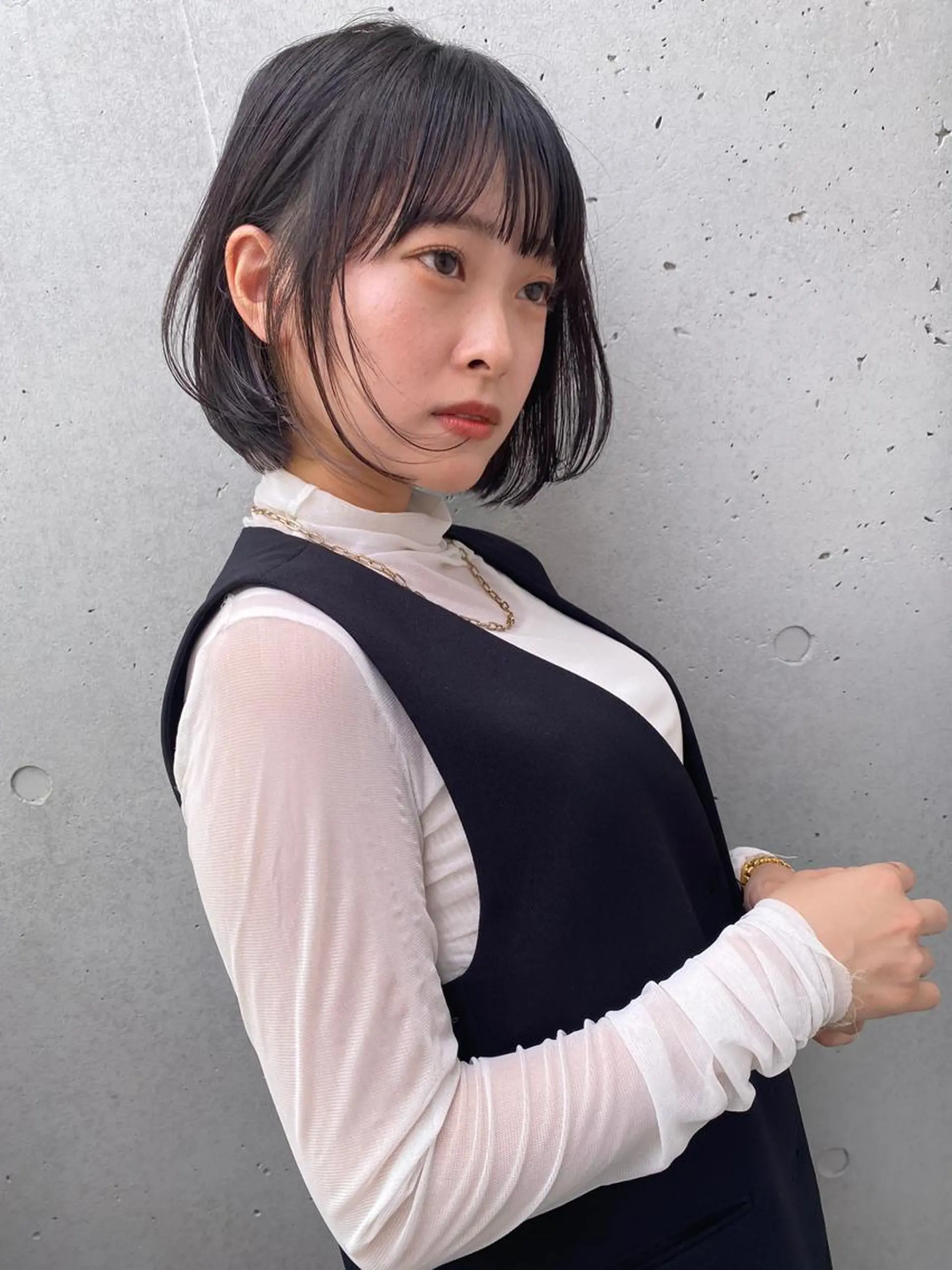 ショート 切りっぱなしボブ ボブ カット レイヤーカット /透明感/千葉怜寿のヘアスタイル