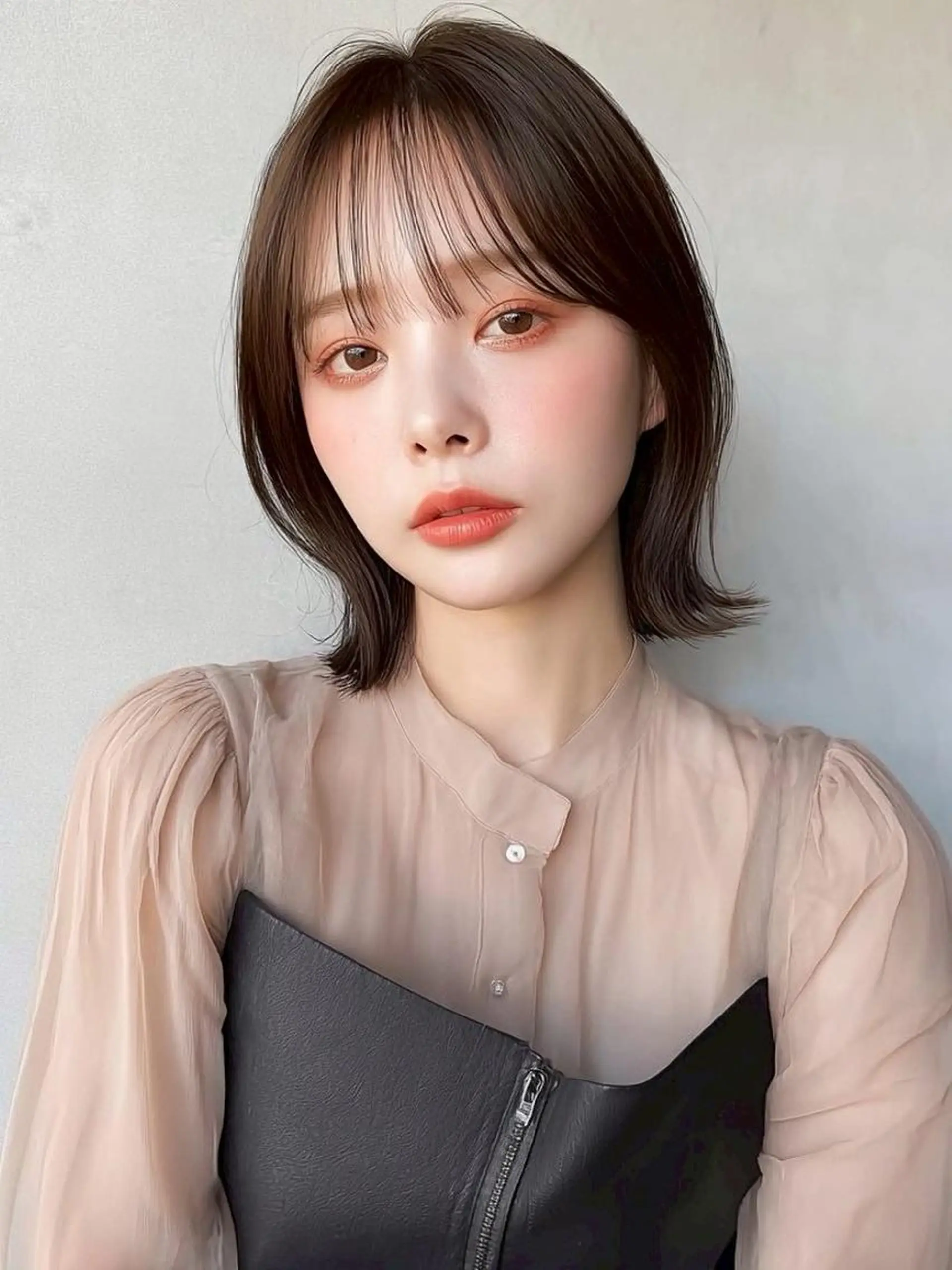 ミディアム 切りっぱなしボブ ショートボブ ボブ 髪質改善 縮毛矯正 ✨髪質改善 ✨/ミヤビのヘアスタイル