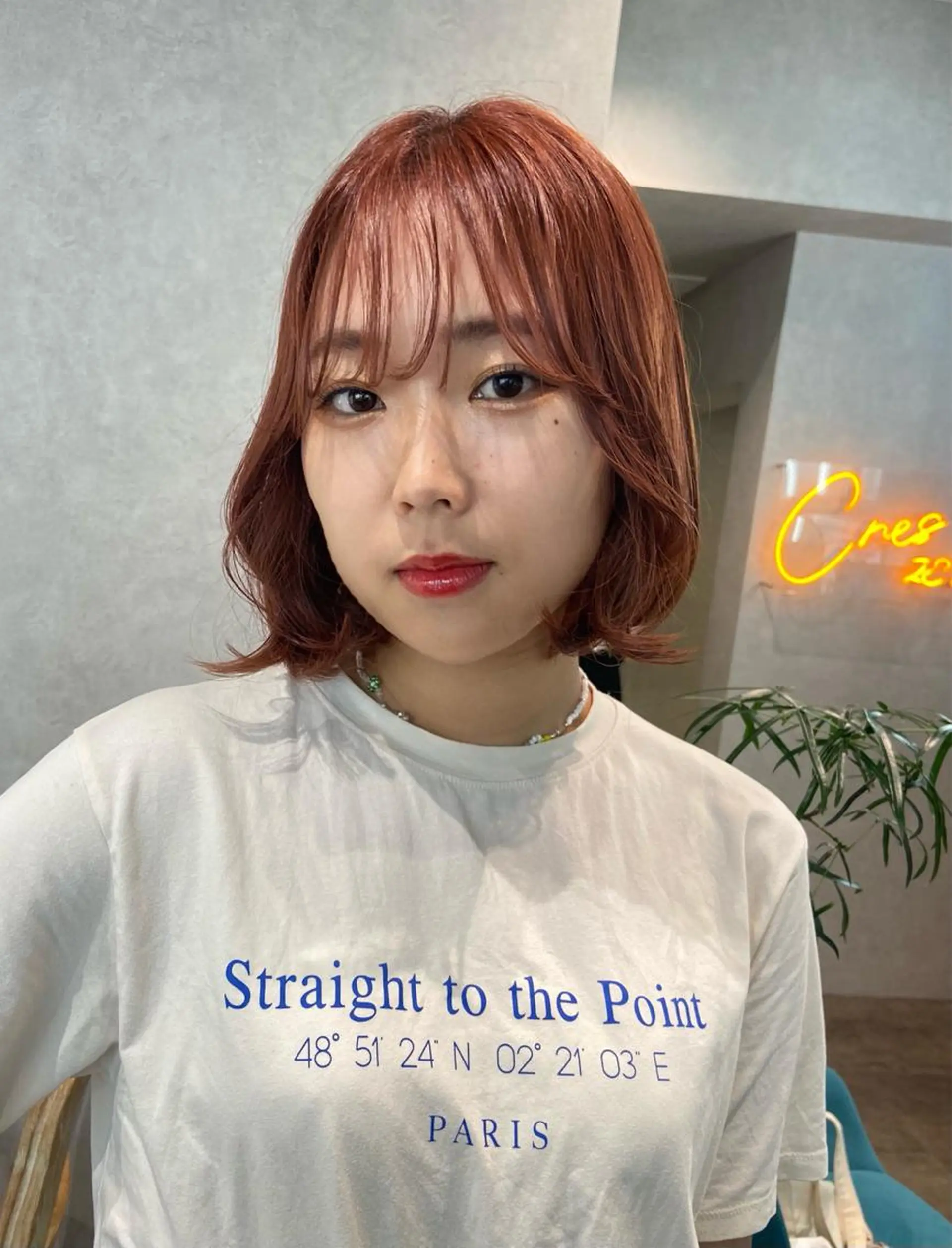 ショート カラー オレンジ ピンクカラー ボブ タンバルモリ 韓国風ヘア ヘアカラー behov所属・柔らかカラー 🤎Tsubasaのヘアスタイル