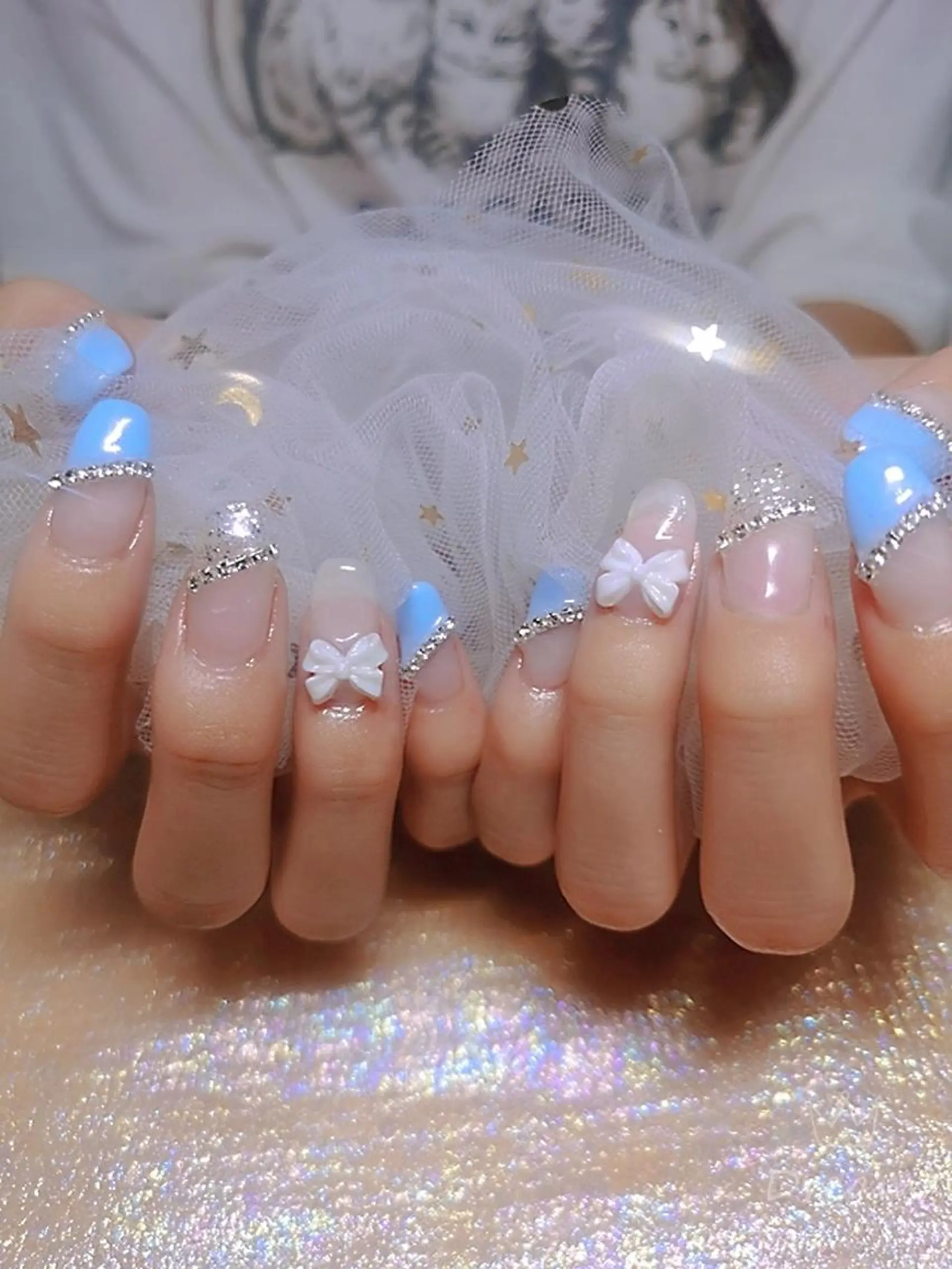 ネイル キラキラネイル ワンホンネイル ハンドネイル ネイリストゆか💅 長さだし、深爪矯正のネイルデザイン