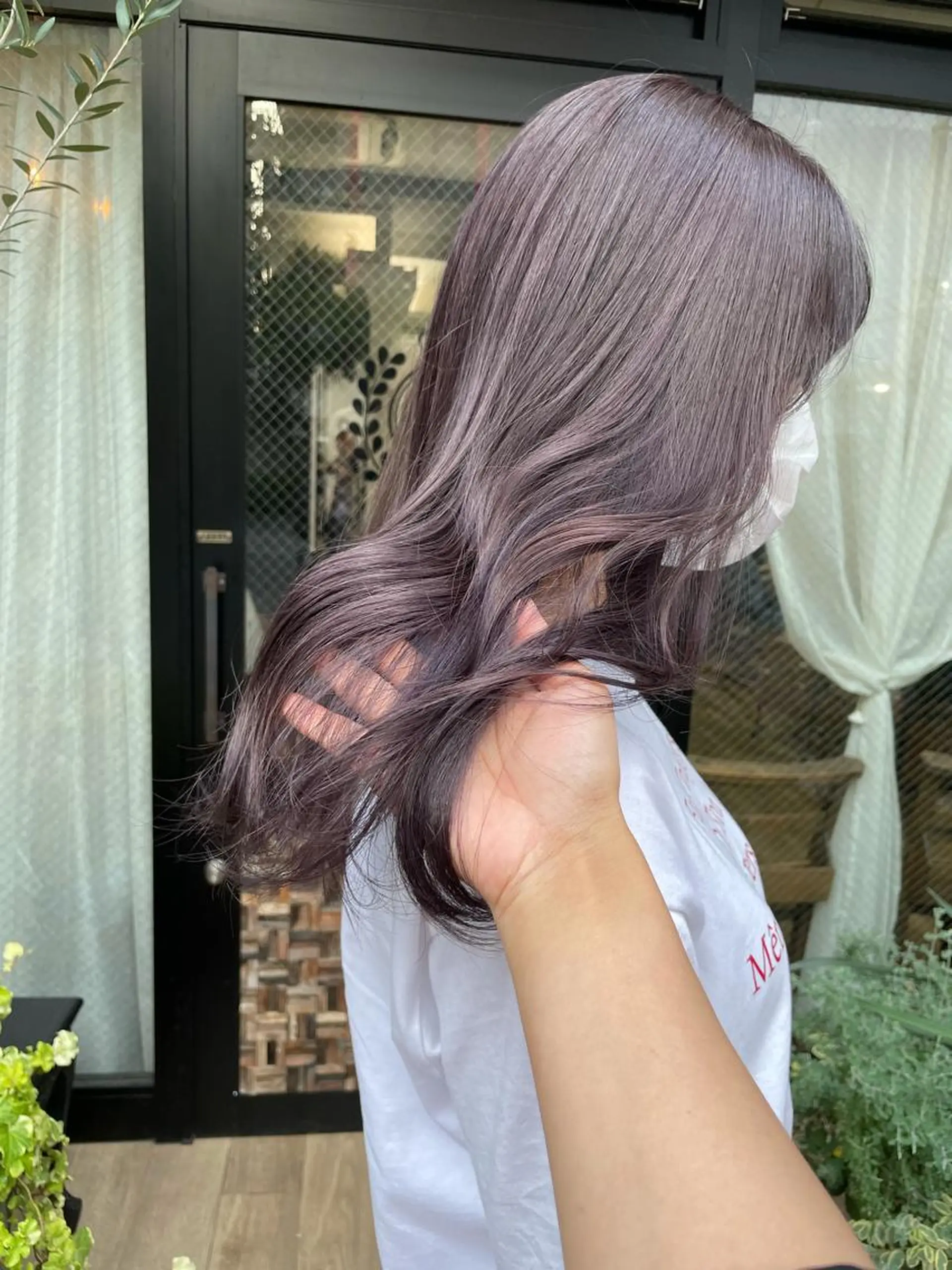 セミロング カラー グレージュ ラベンダーカラー ラベンダーグレージュ ラベンダーグレー ヘアカラー トリートメント レイヤー/顔周り /AKARIのヘアスタイル