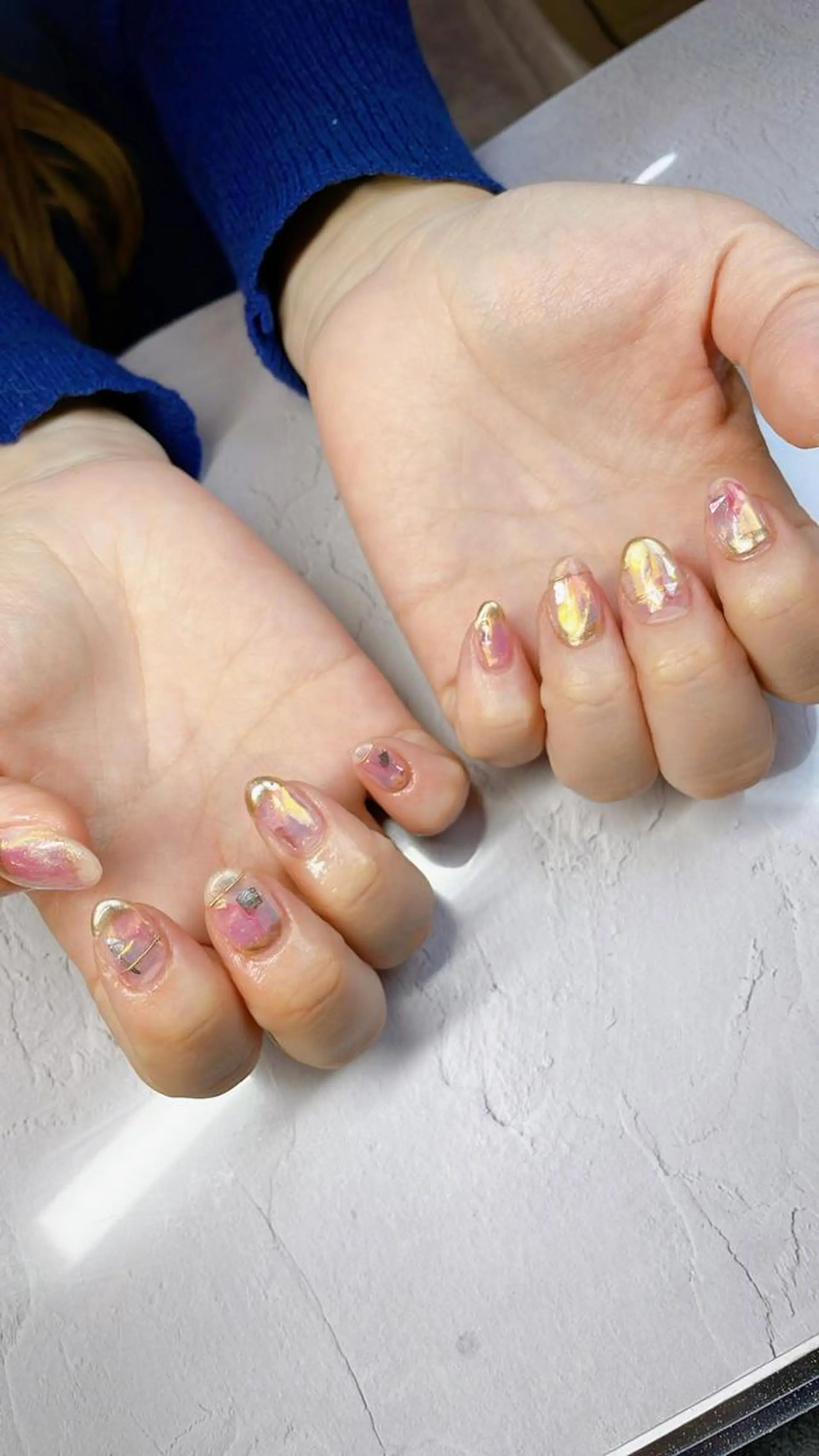 ネイル オーロラネイル ハンドネイル LaLa Peach 福岡のマツエク・マツパデザイン