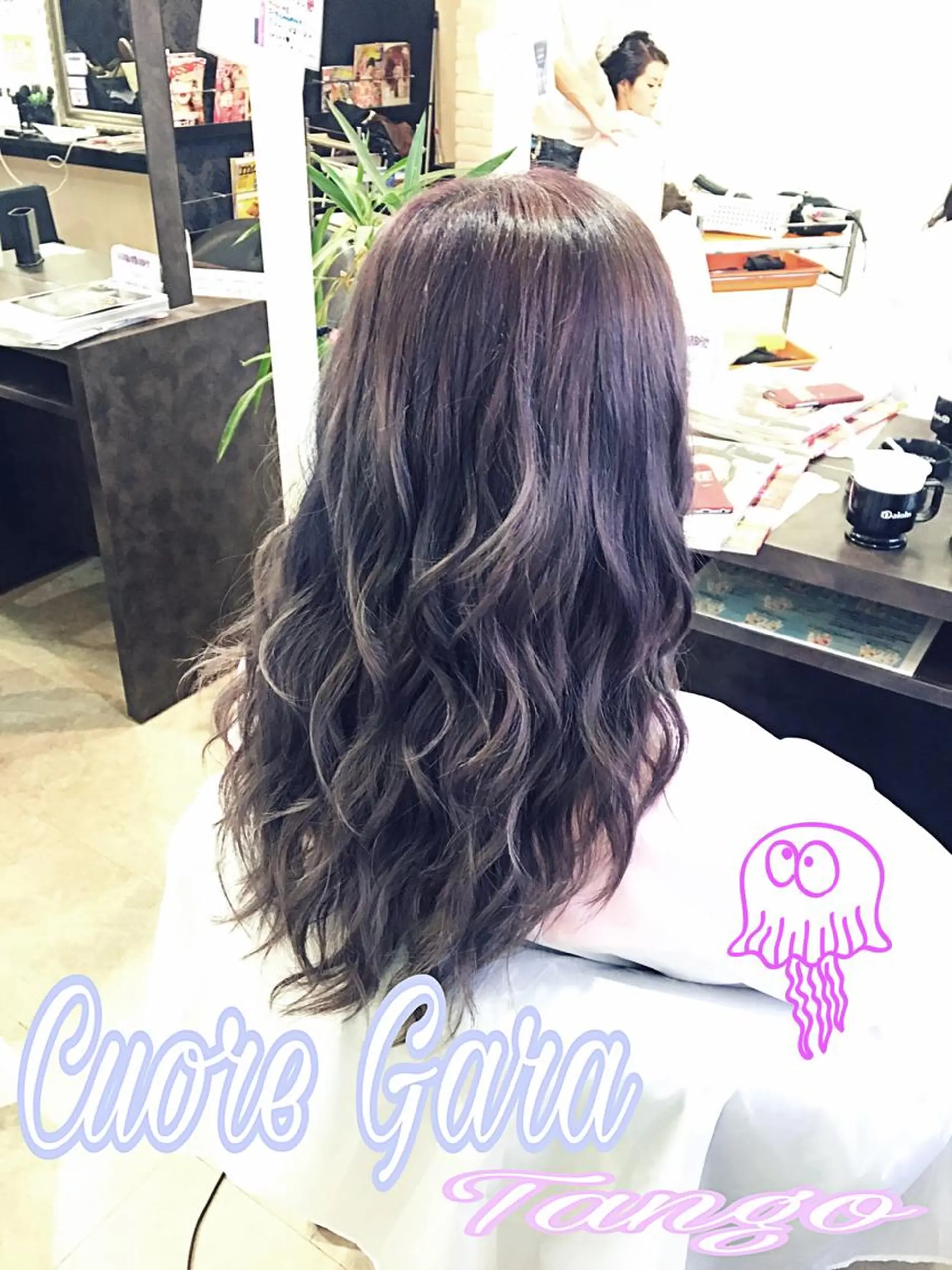 ロング カラー アッシュ パープルカラー パープルアッシュ 💓シールエクステ ルミエールのヘアスタイル