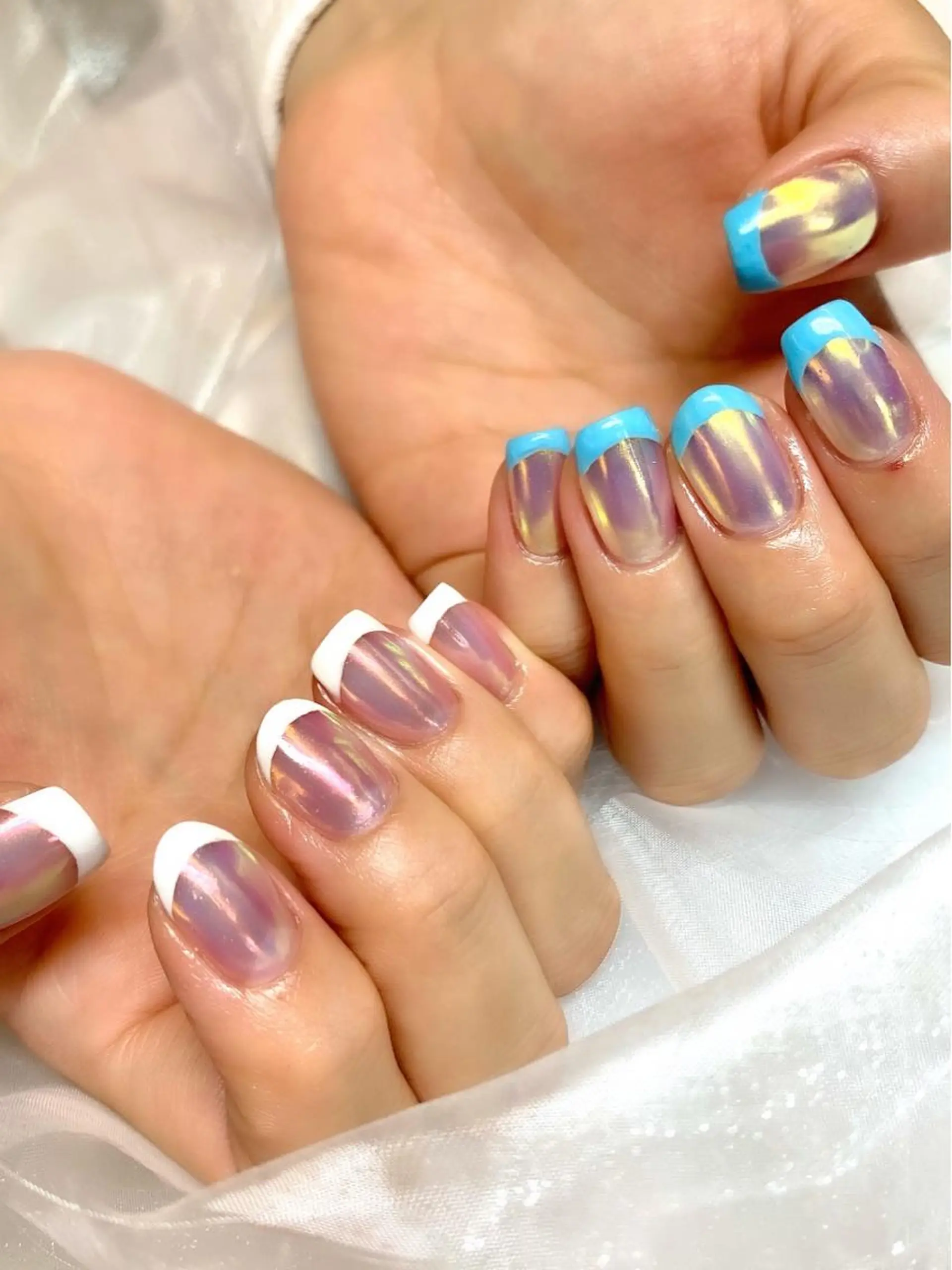 ネイル ジェルネイル 韓国ネイル パラジェル スクエアネイル 夏ネイル ハンドネイル clover nailのネイルデザイン