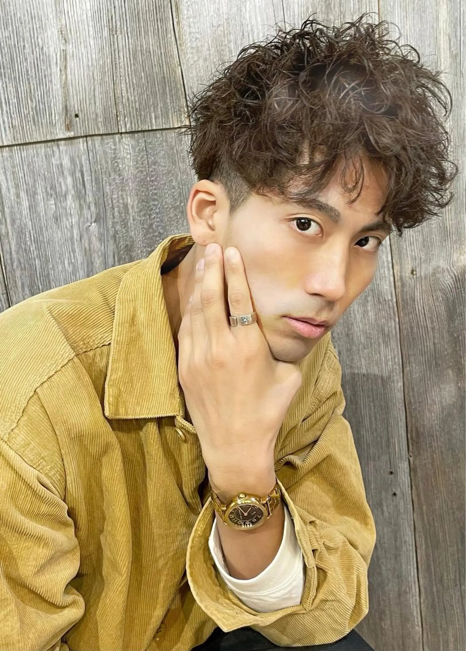 ショート パーマ メンズ メンズパーマ かきあげバング カット パーマ 骨格整形カット/ ショート✂️堀夢哉のヘアスタイル