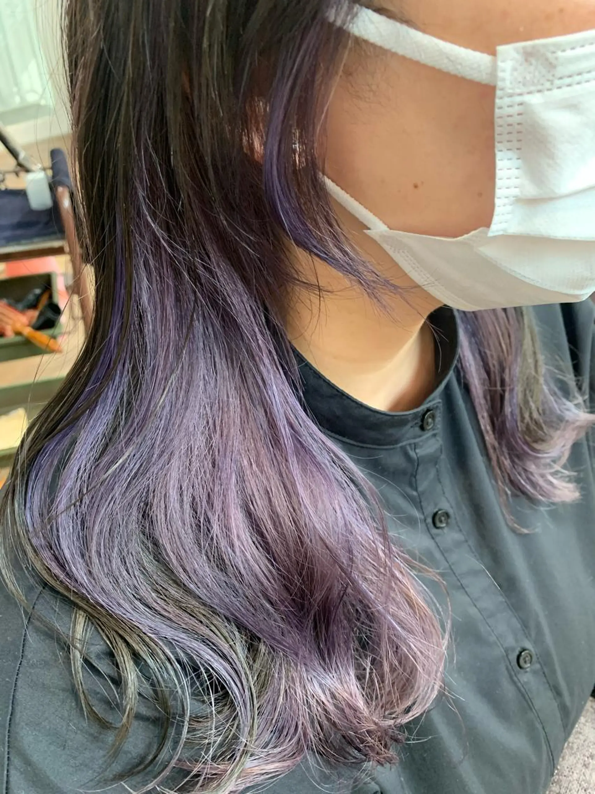 ロング ボブ ハイライト 髪質改善 小顔カット トリートメント ダブルカラー / インナーカラーMiiのヘアスタイル