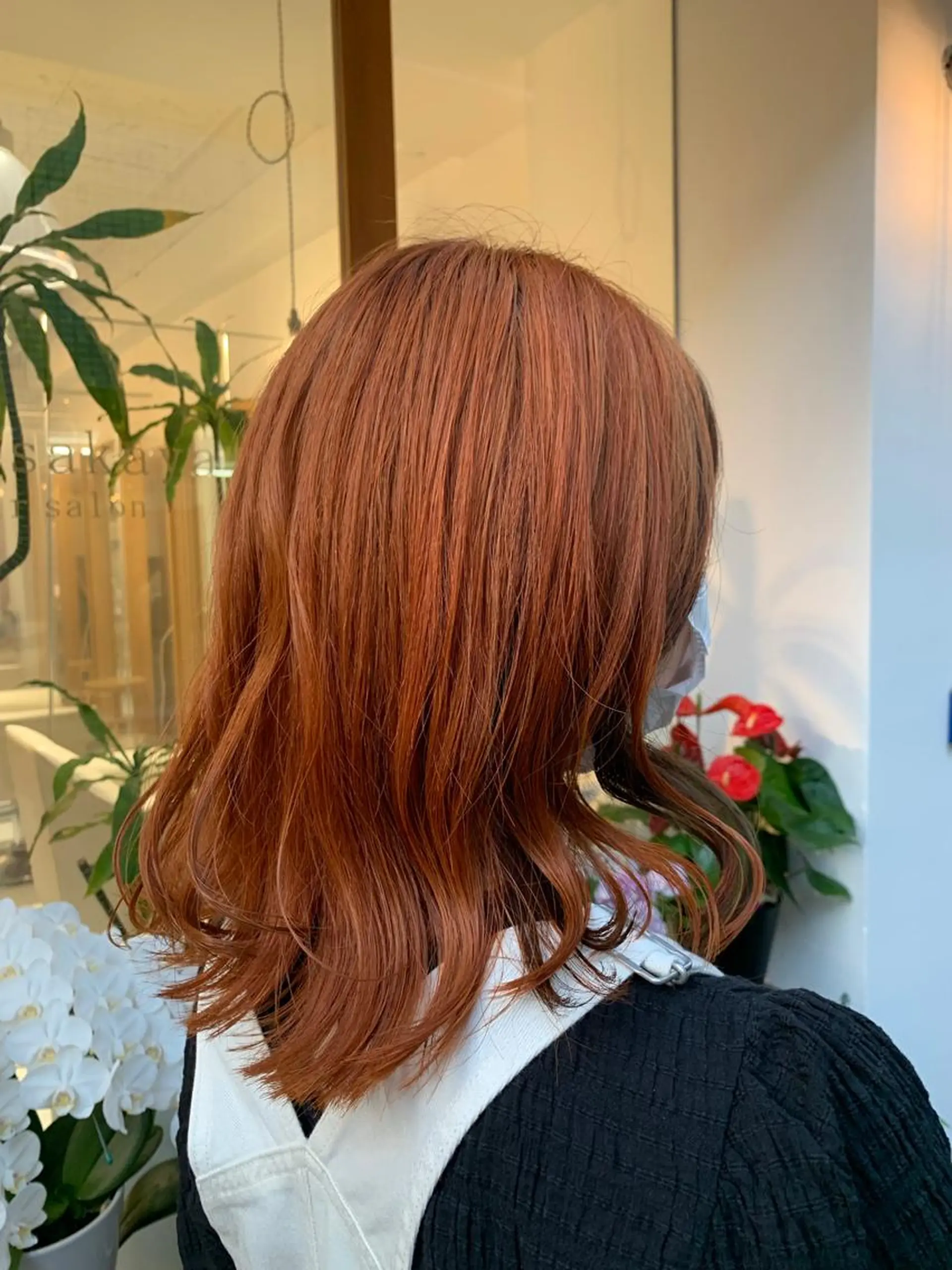 ミディアム カラー ブリーチ オレンジ 福田 千尋のヘアスタイル