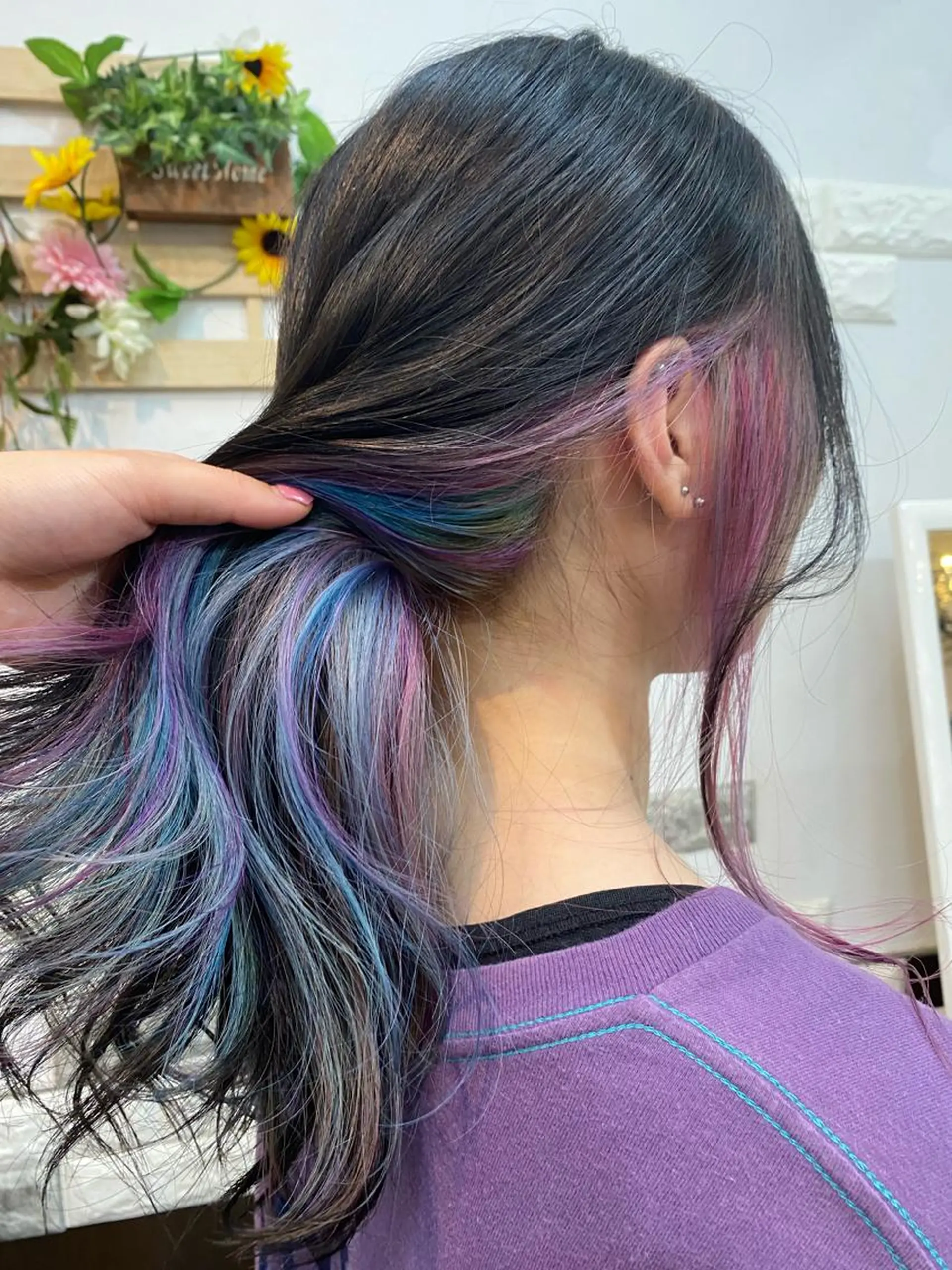 セミロング カラー ユニコーンカラー ショートボブ✨️ 池田芽生のヘアスタイル