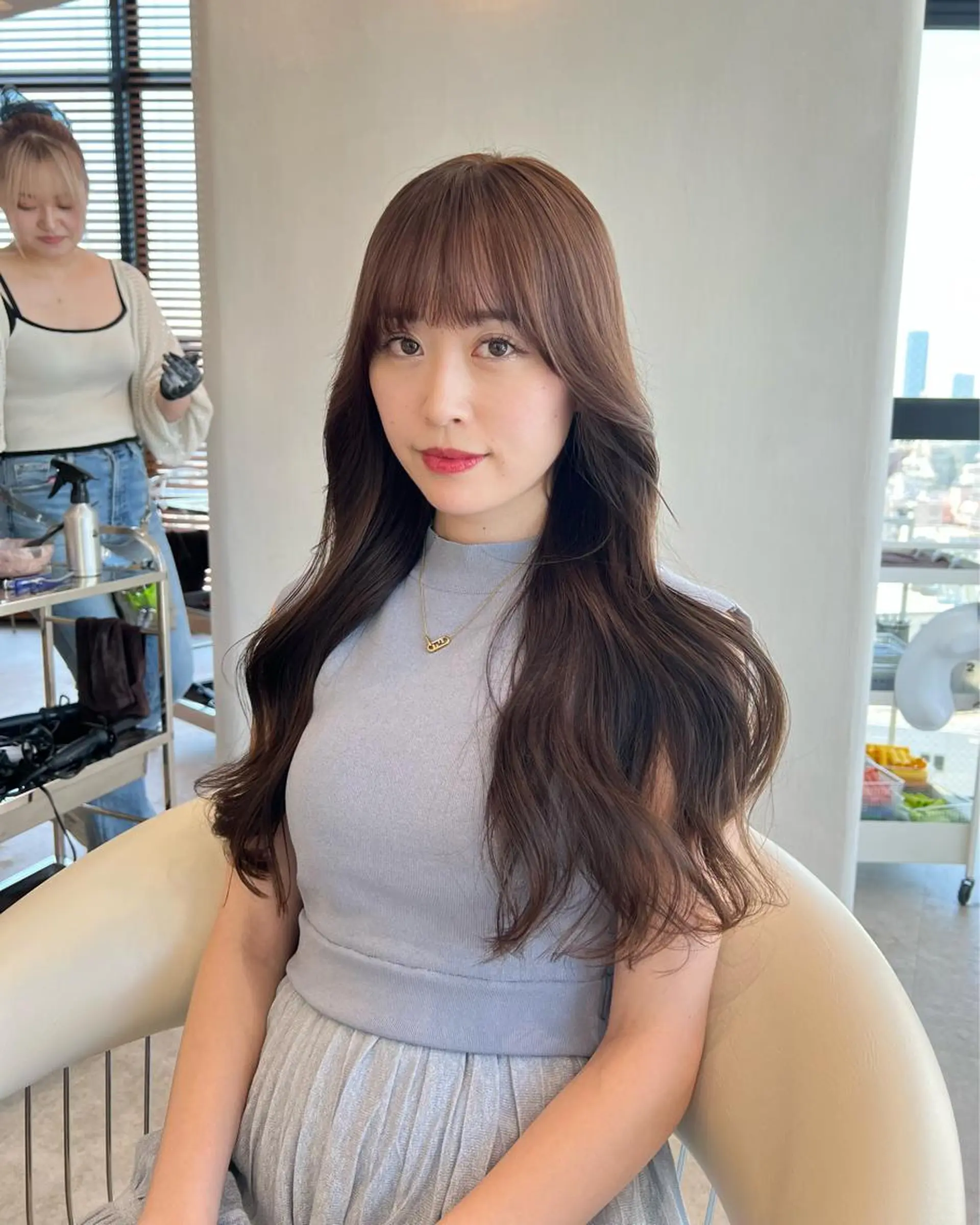 ロング カラー グレージュ ラベンダーカラー ラベンダーグレージュ ラベンダーグレー 韓国風ヘア 韓国レイヤー🇰🇷 韓国研修◎渋谷カイトのヘアスタイル