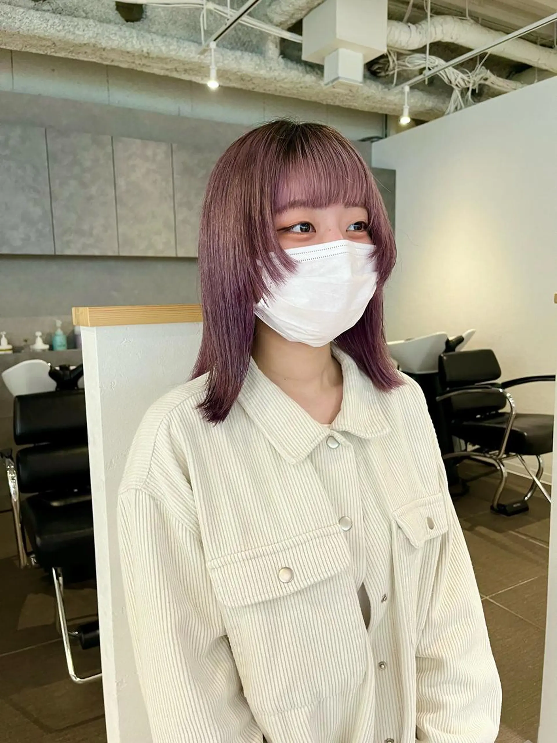 ミディアム カラー ベージュカラー ダブルカラー グレージュ ラベンダーカラー ラベンダーグレージュ カット ヘアカラー ショート/パーマ/ カラー/FUKOのヘアスタイル