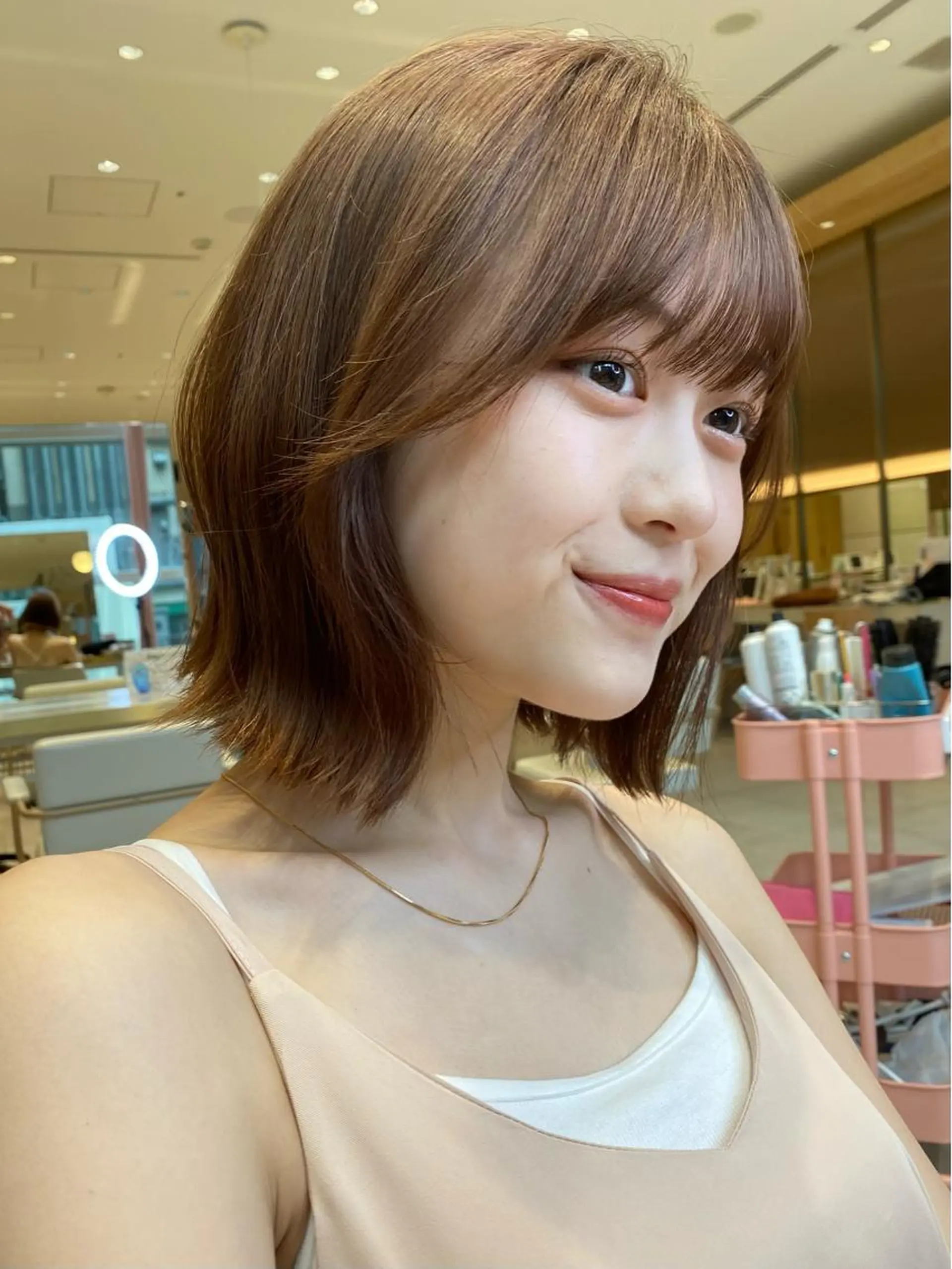 ミディアム カラー パーマ ヘアアレンジ カット ヘアカラー トリートメント ヘアセット 小野寺瑞希 /最小顔カットのヘアスタイル