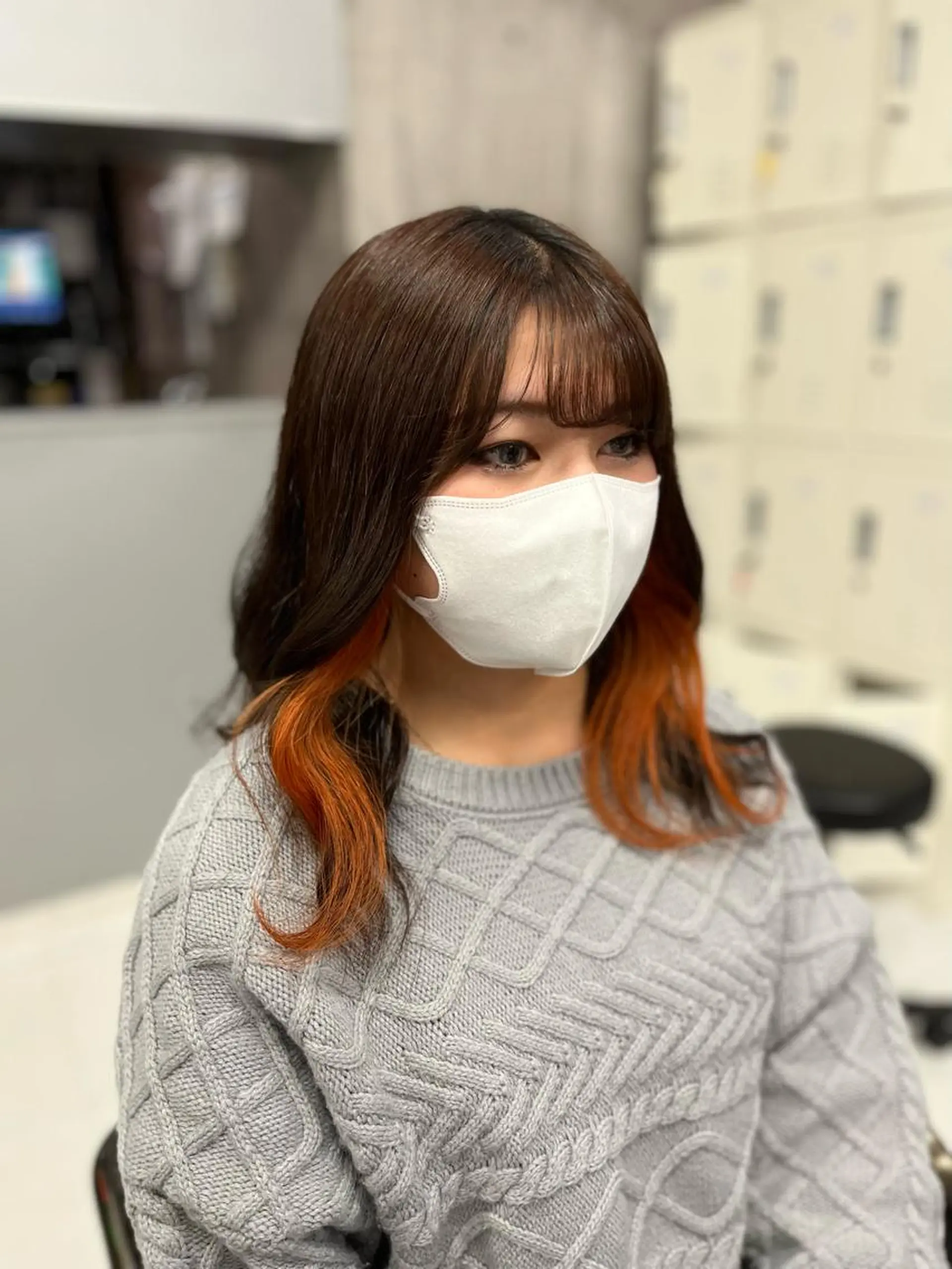 セミロング カラー ヘアアレンジ ベージュカラー ブリーチ ブラウンカラー 透明感カラー デザインカラー メンズ特化/パーマ/ 骨格矯正カット/真人のヘアスタイル