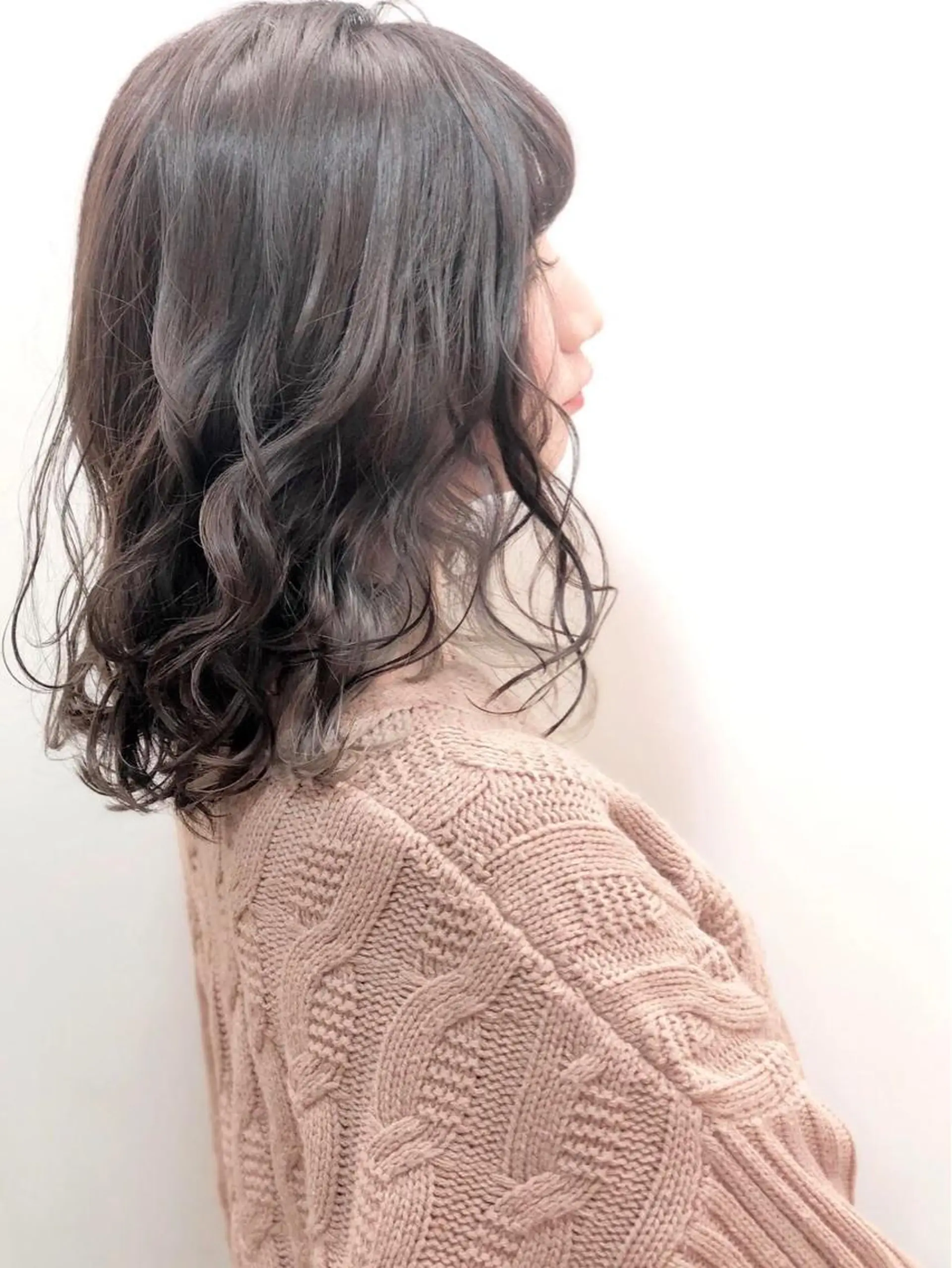 ミディアム カラー パーマ ヘアアレンジ グレージュ FAHREN-PURE所属・小鹿理紗 和光市のヘアスタイル