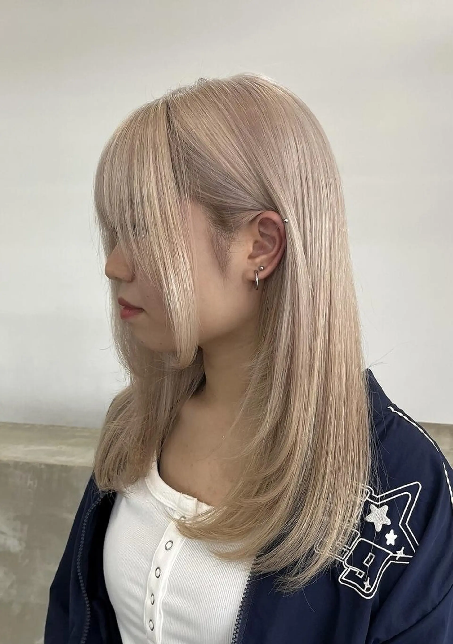 ミディアム ボブ ハイライト 髪質改善 韓国風ヘア レイヤーカット ヘアカラー Nought etre 西金沢のヘアスタイル