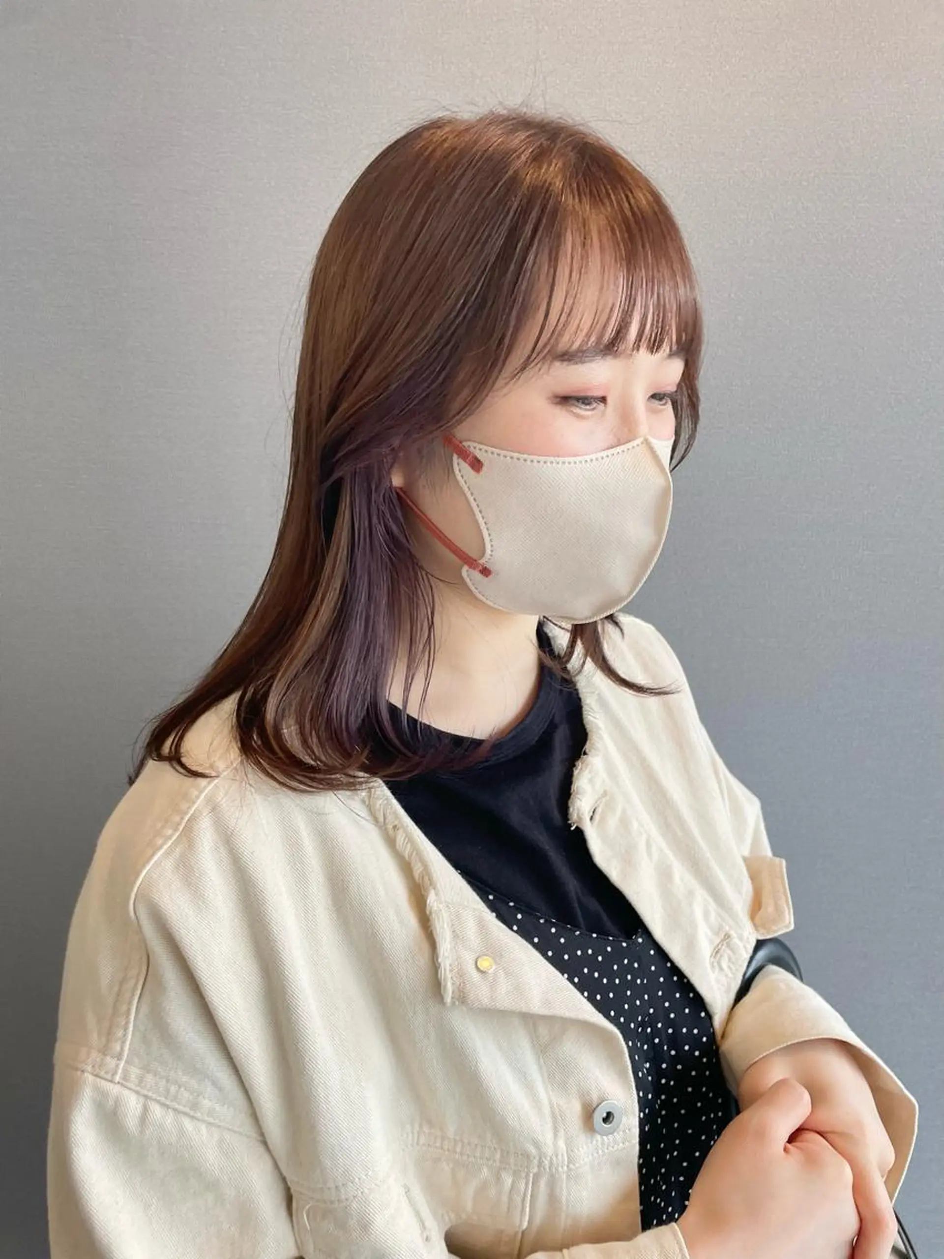 ミディアム カラー ベージュカラー ラベンダーカラー ミルクティーベージュ カット ヘアカラー トリートメント kitin  吉祥寺 山岸花のヘアスタイル