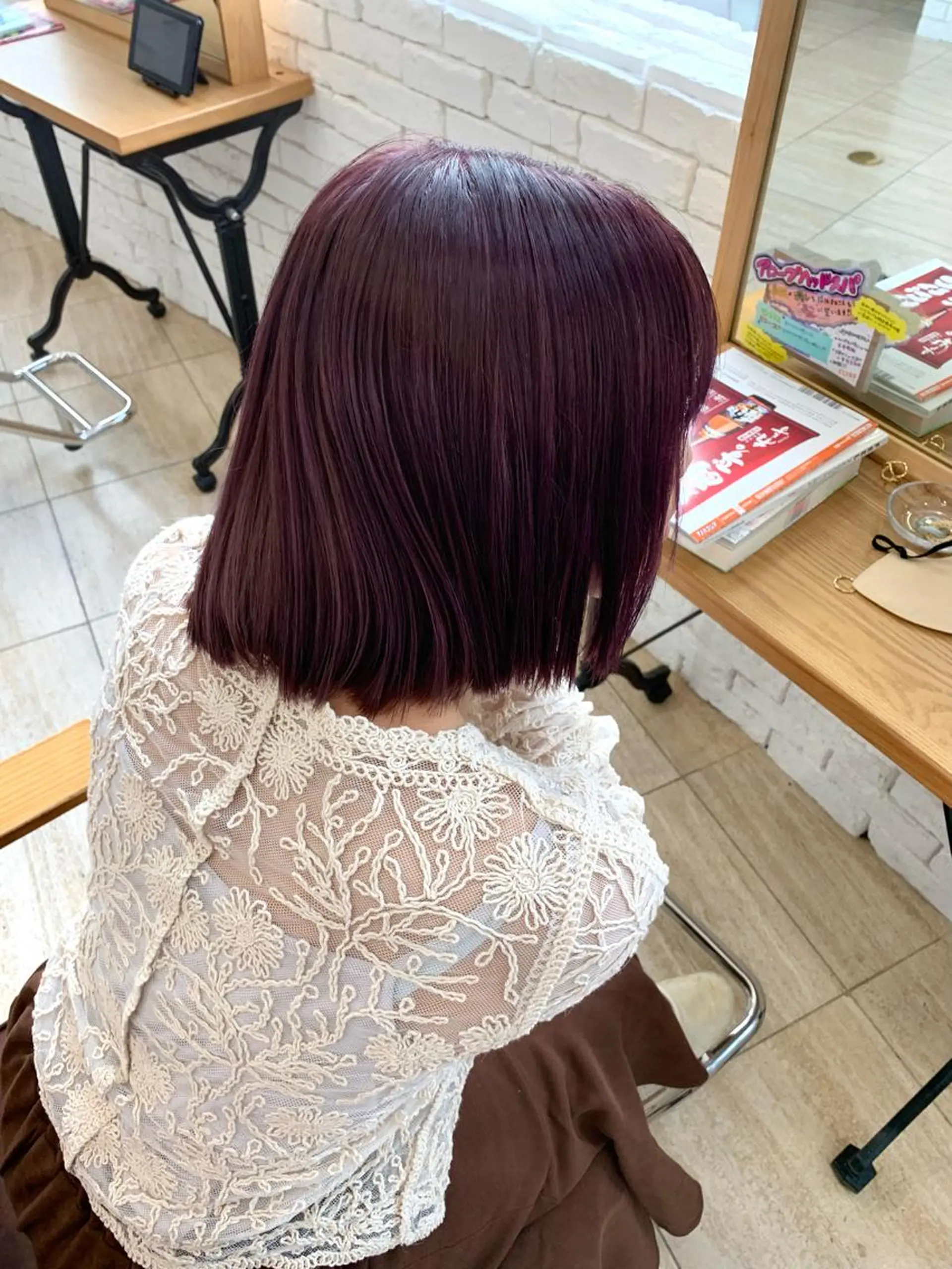 ミディアム カラー ピンクカラー バイオレットカラー バイオレットピンク ヘアカラー hiar make ROSEL所属・ROSEL末吉 海渡のヘアスタイル