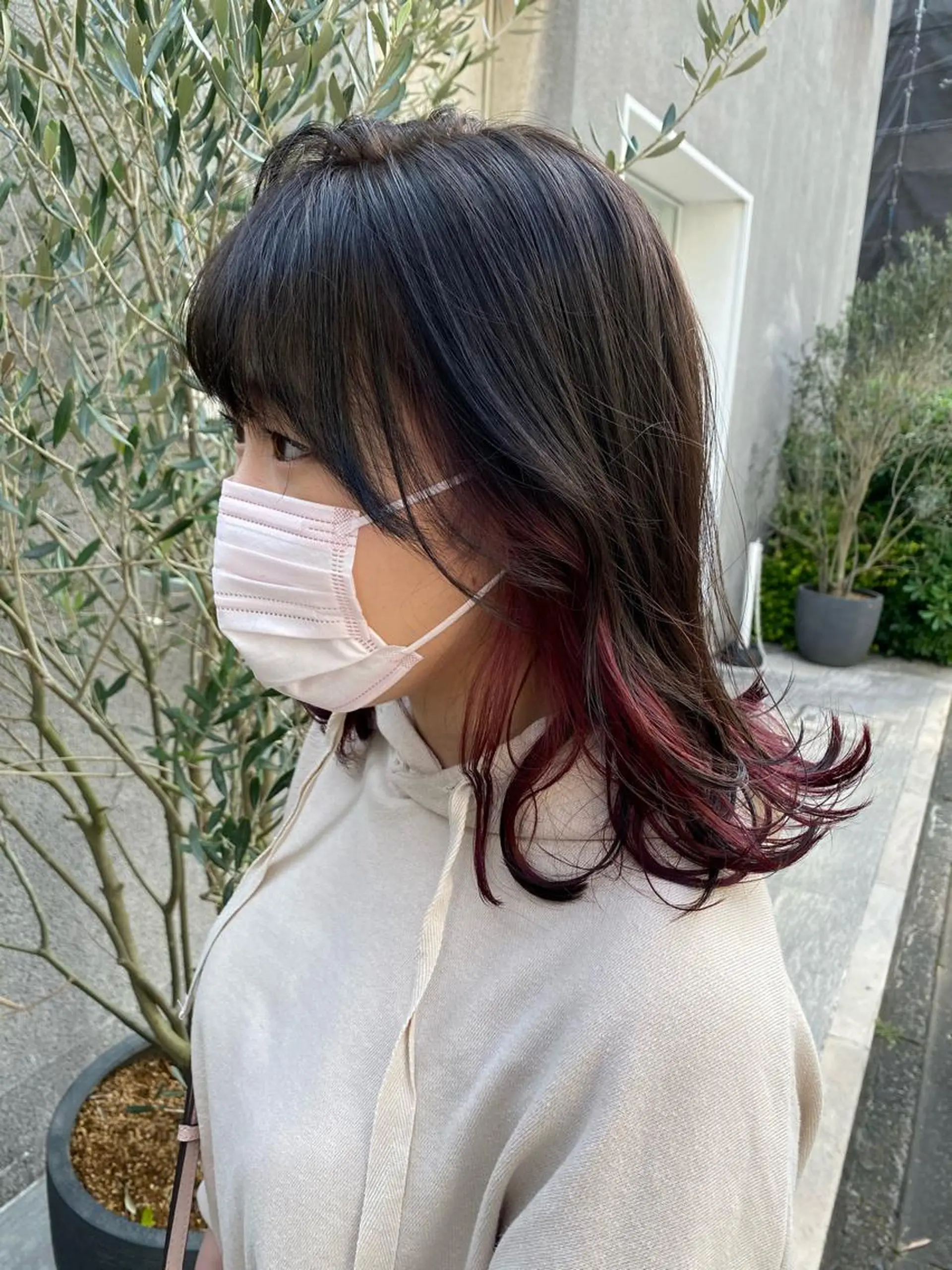 ミディアム カラー 赤み消し韓国ヘア レイヤー縮毛🤍渡邉のヘアスタイル