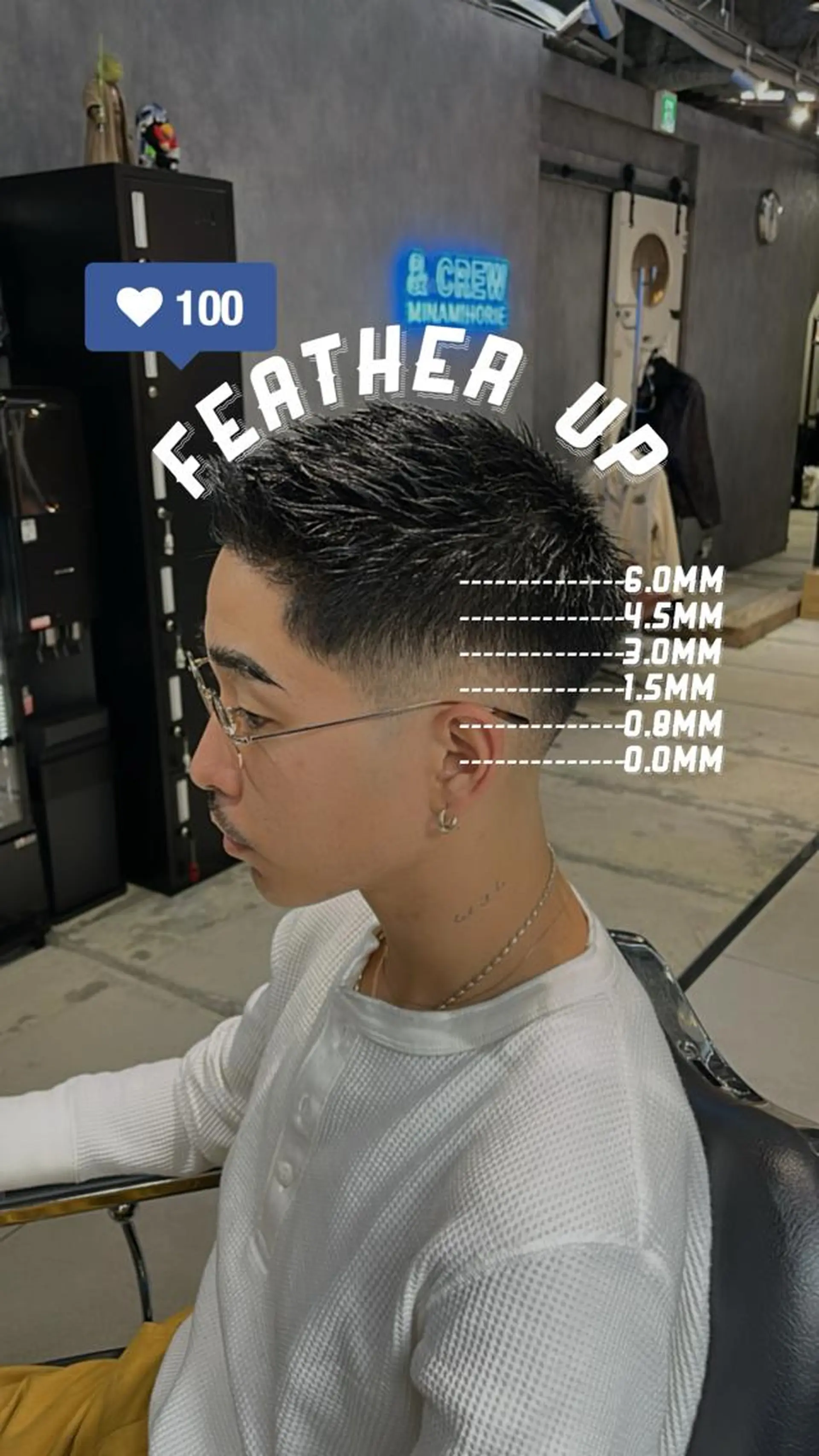 ショート メンズ アイブロウ フェードカット メンズハイライト メンズハイトーン メンズメッシュ メンズパーマ &CREW スタッフのヘアスタイル